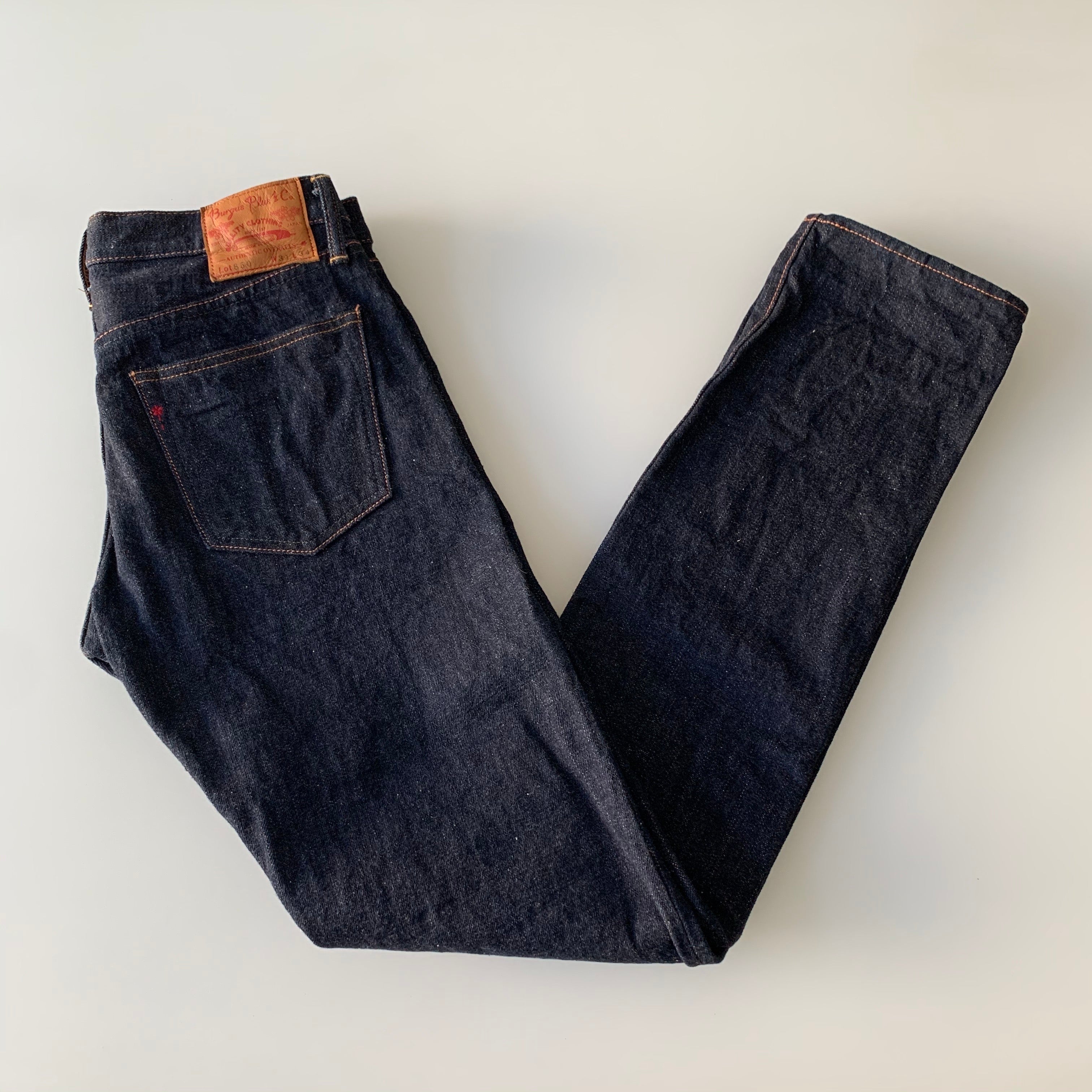 Natural Indigo Red Cast 15.5oz Selvedge Slim Straight Slub Jeans - OW (850) - Tempo