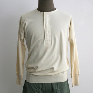 US001 Henley Neck Long Sleeve in Ivory