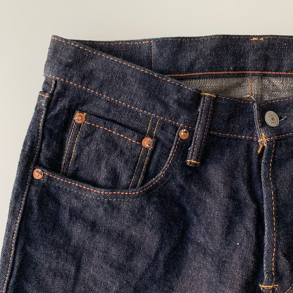 Natural Indigo Red Cast 15.5oz Selvedge Slim Straight Slub Jeans - OW (850) - Tempo