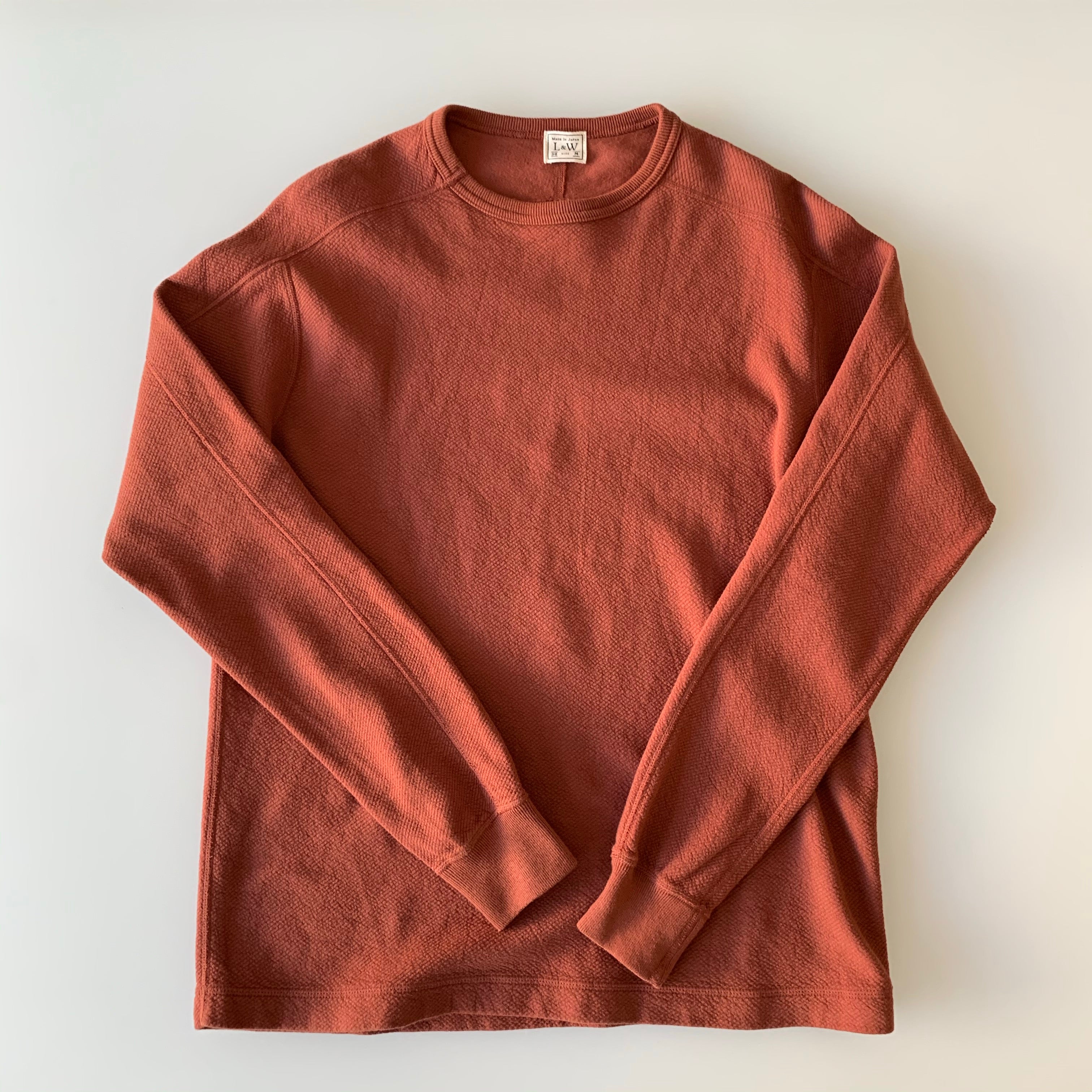 Twill Face Knit L/S Crewneck in Deep Cherry