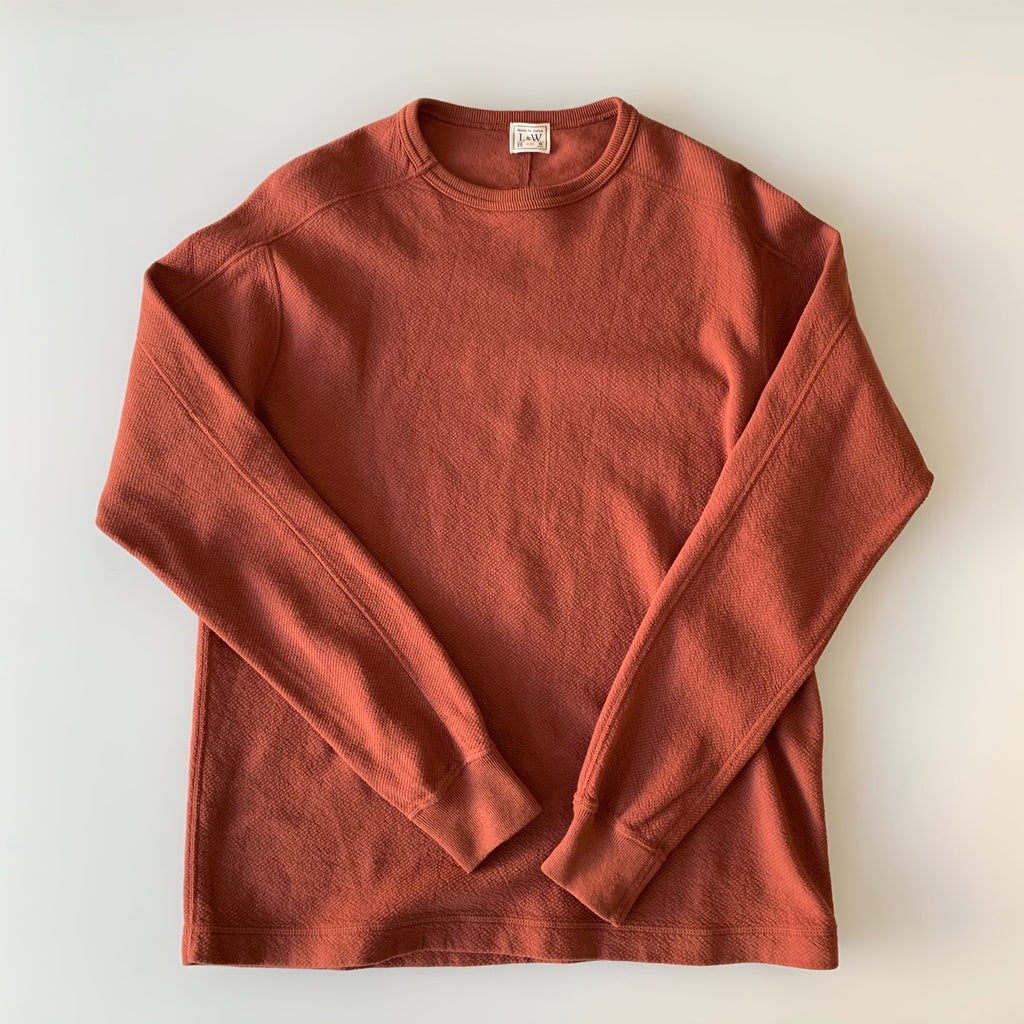 Twill Face Knit L/S Crewneck in Deep Cherry - Tempo