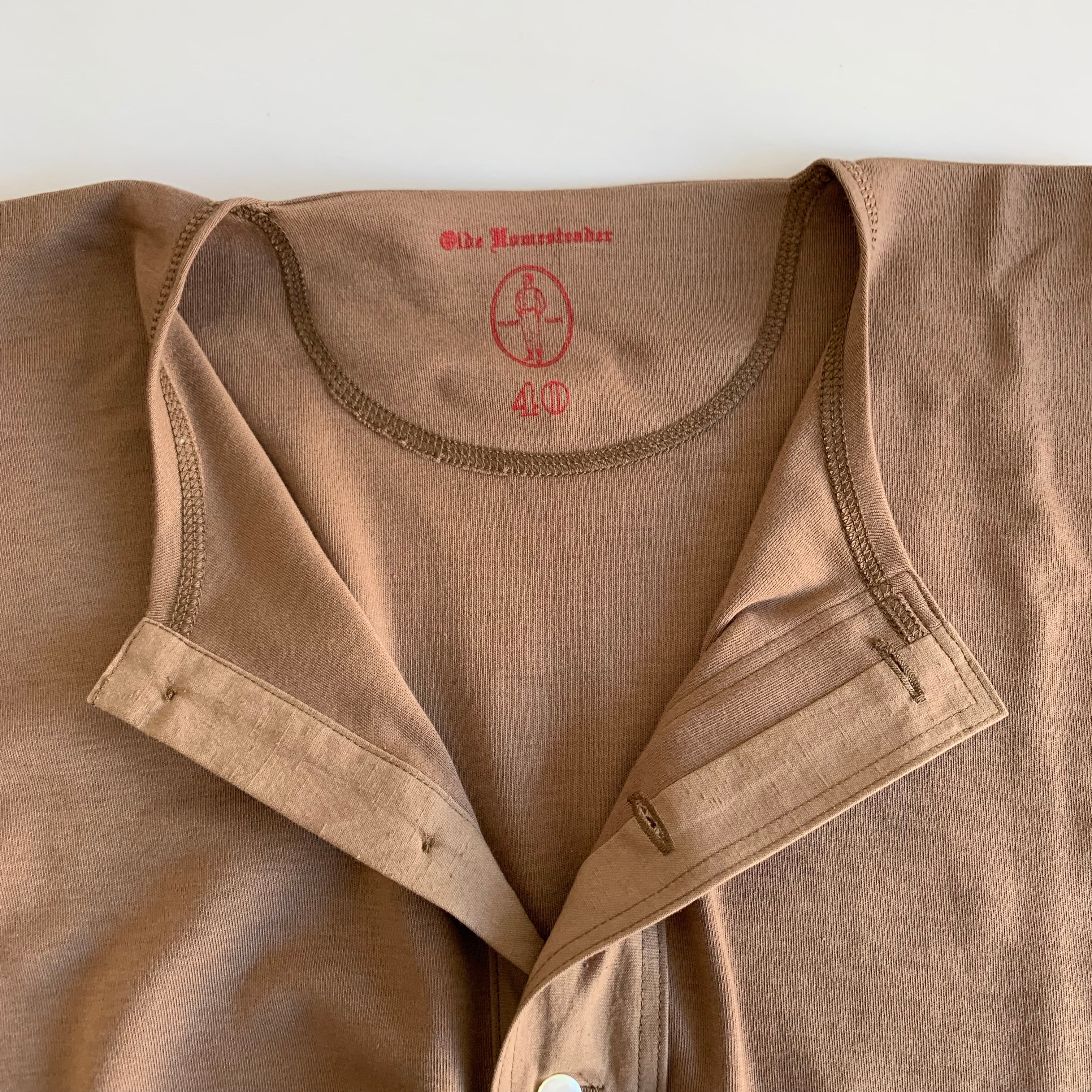US001 Henley Neck Long Sleeve in Rustic Brown - Tempo