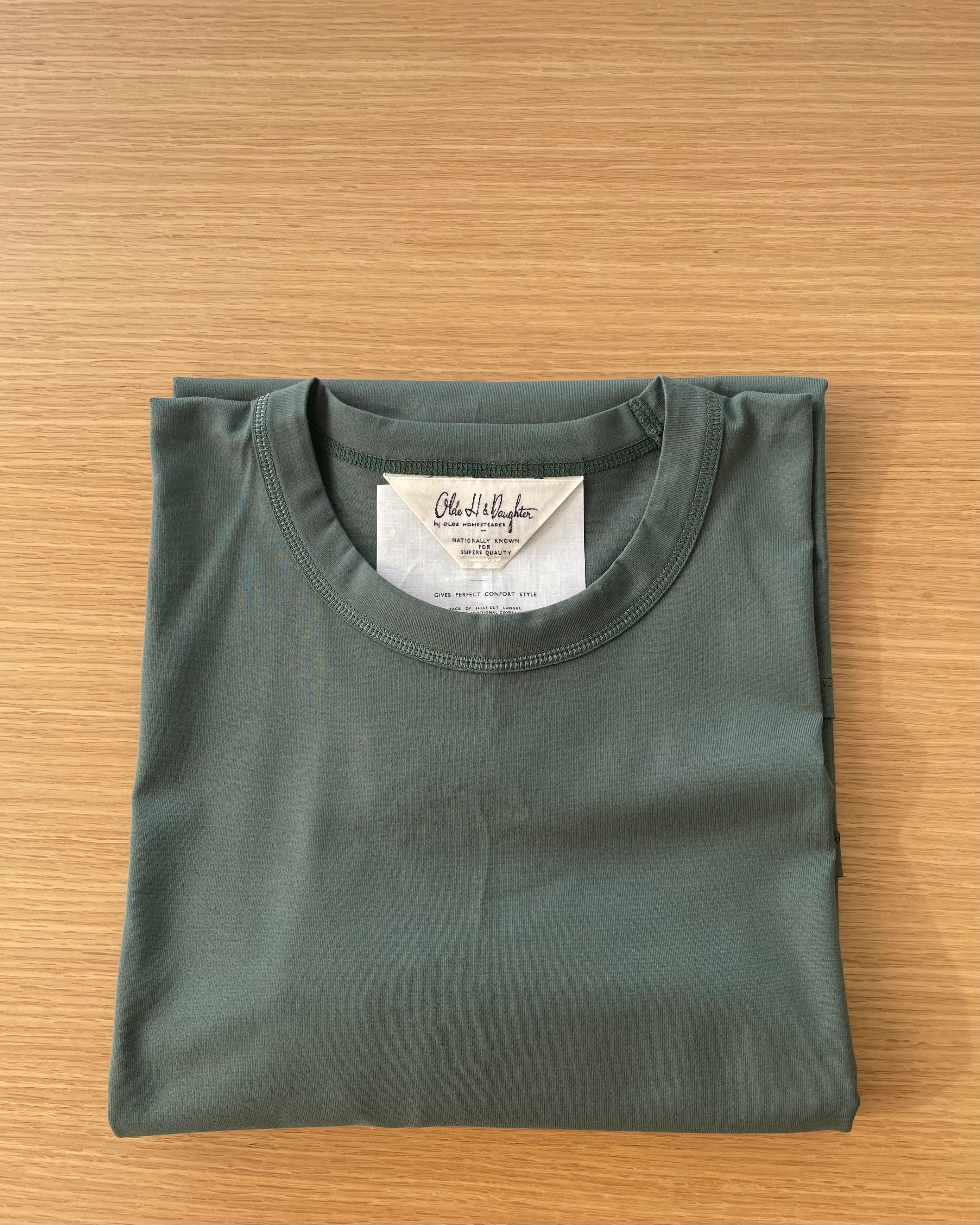 Suvin Plain Stitch Crew Neck Short Sleeve - Sage Green - Tempo