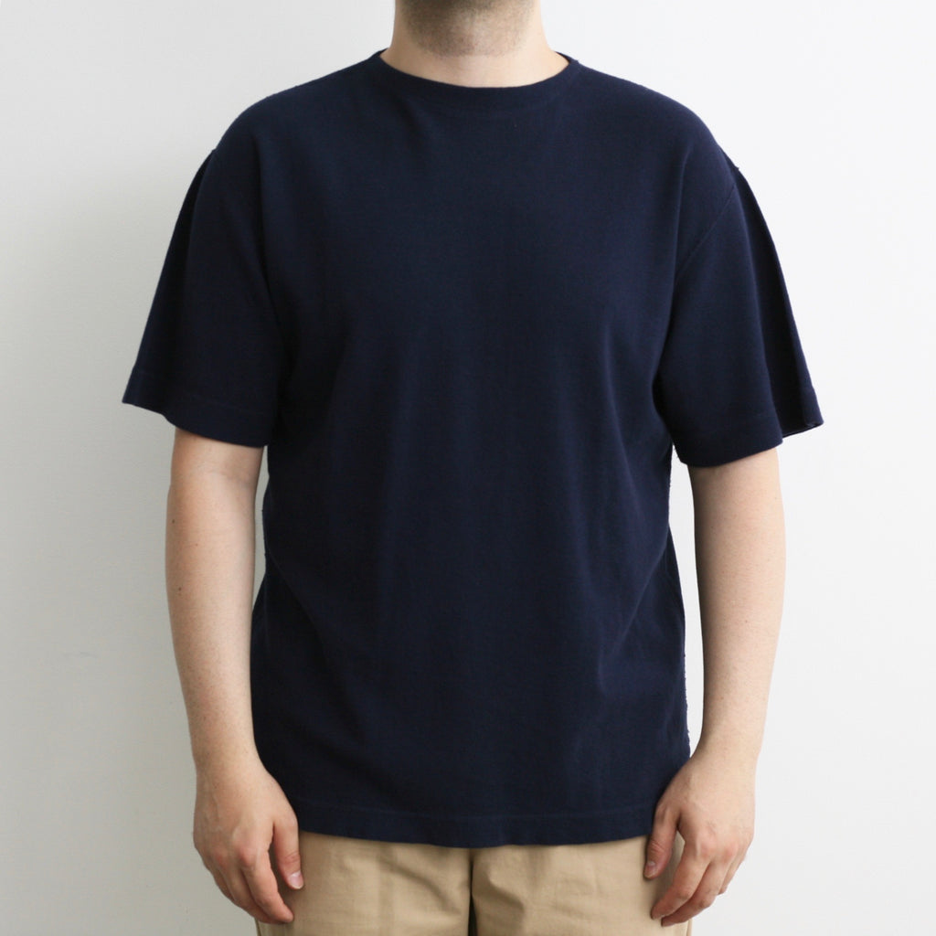Rib Knit Short-Sleeve Boatneck in Deep Navy - Tempo