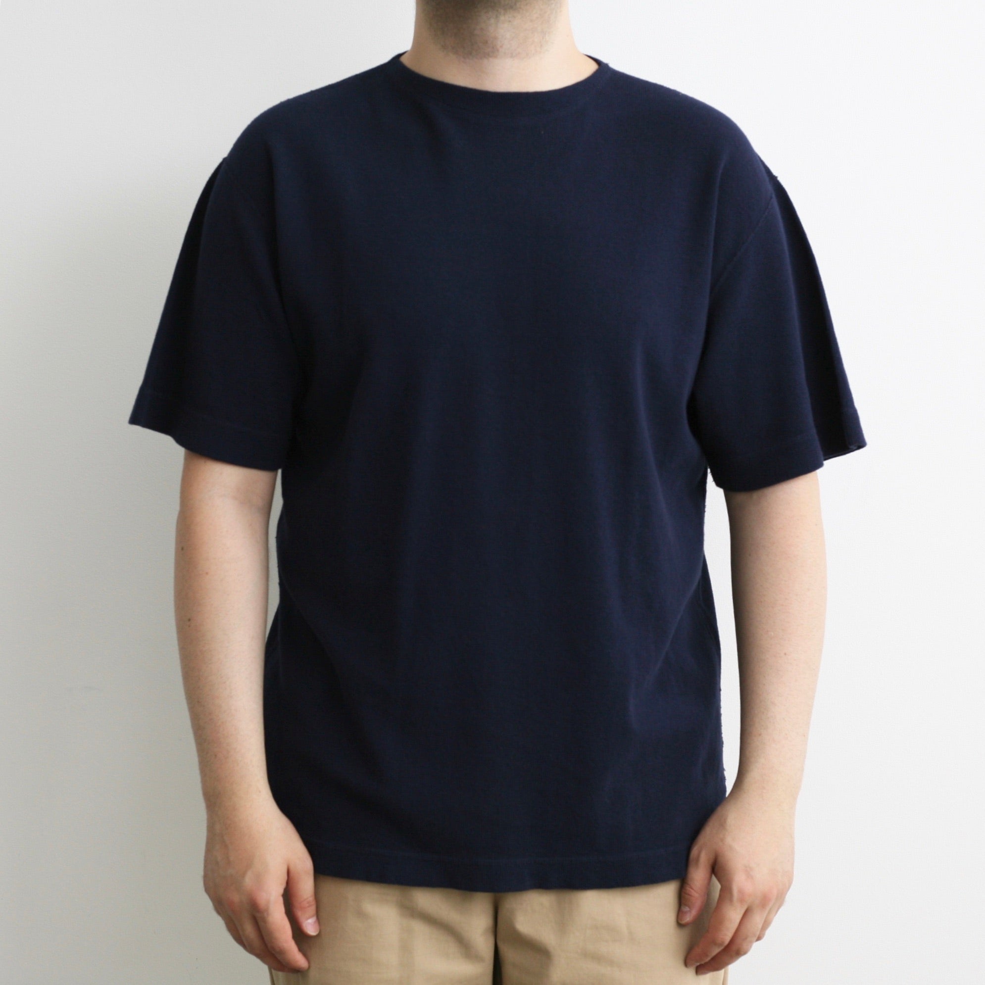 Rib Knit Short-Sleeve Boatneck in Deep Navy - Tempo
