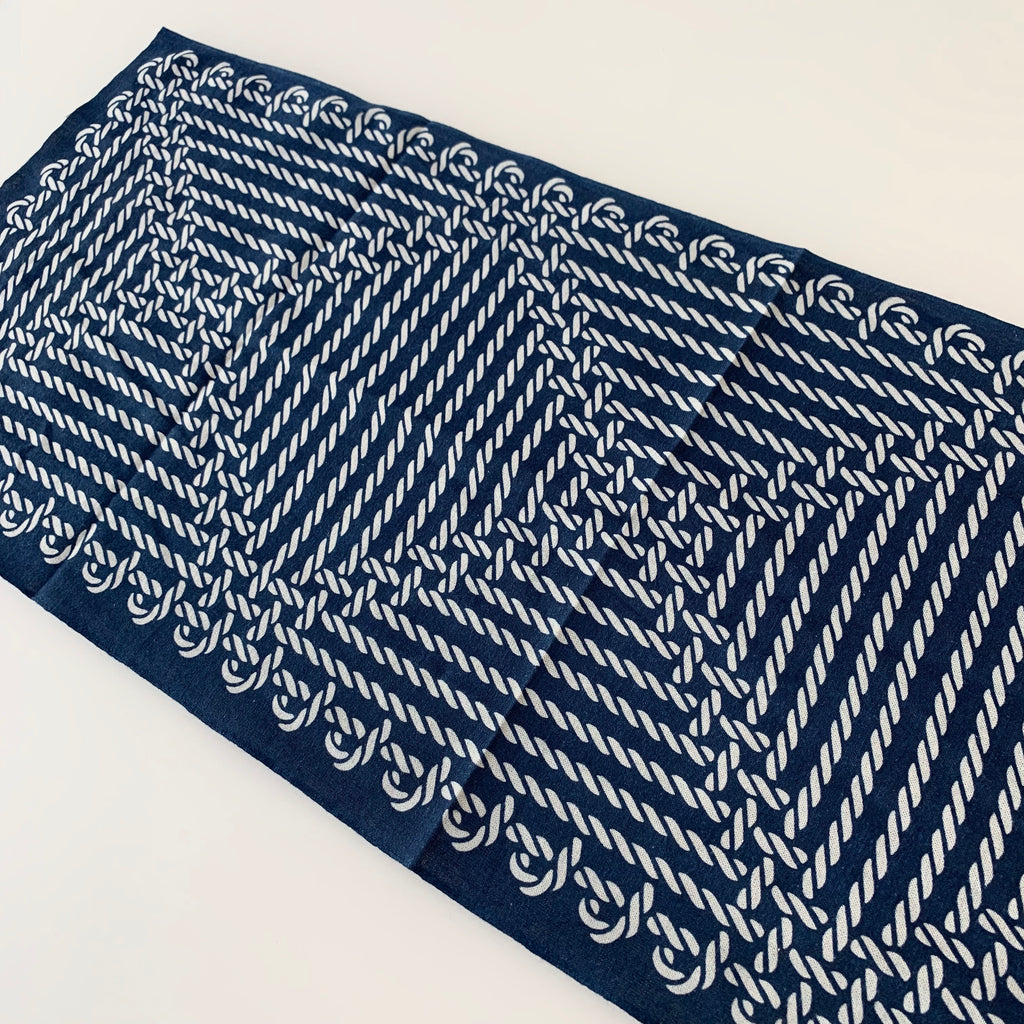 Sukumo Natural Indigo Hand-Dyed Tenugui Waffle Towel - Tempo