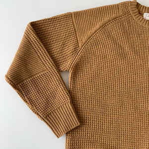 Merino Super Lamb Big Waffle Command Sweater in Golden Brown - Tempo