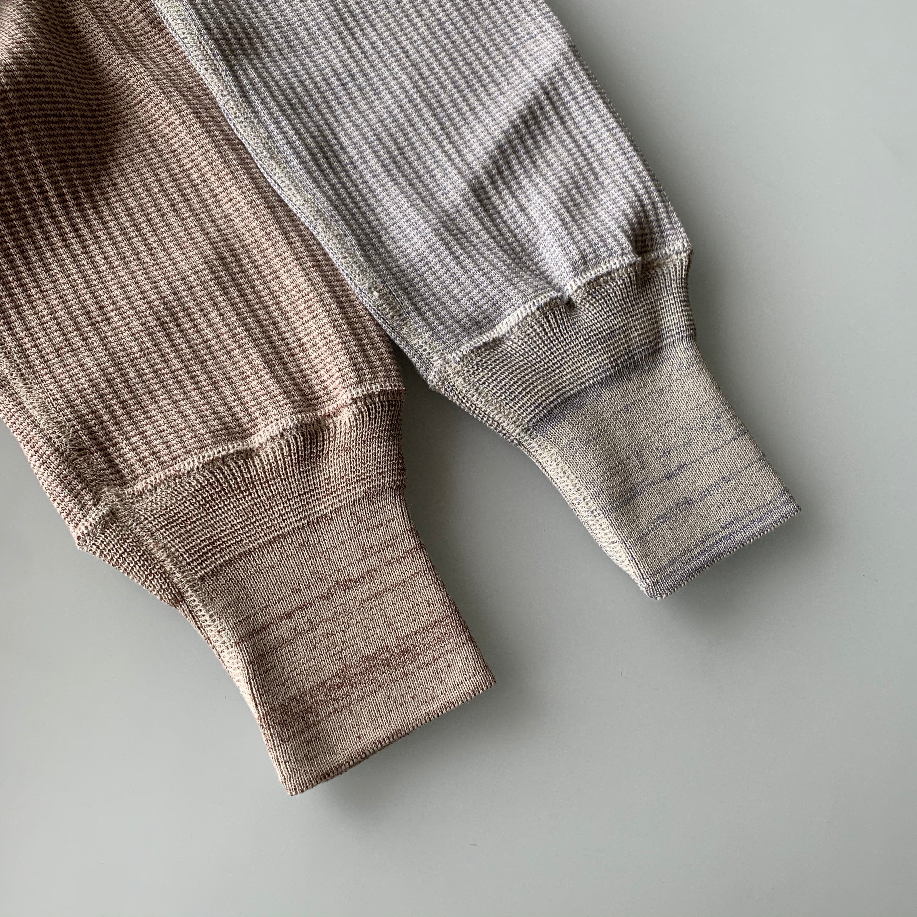 US001 Swedish Army Rib Henley Neck Long Sleeve in Mottled Light Blue - Tempo