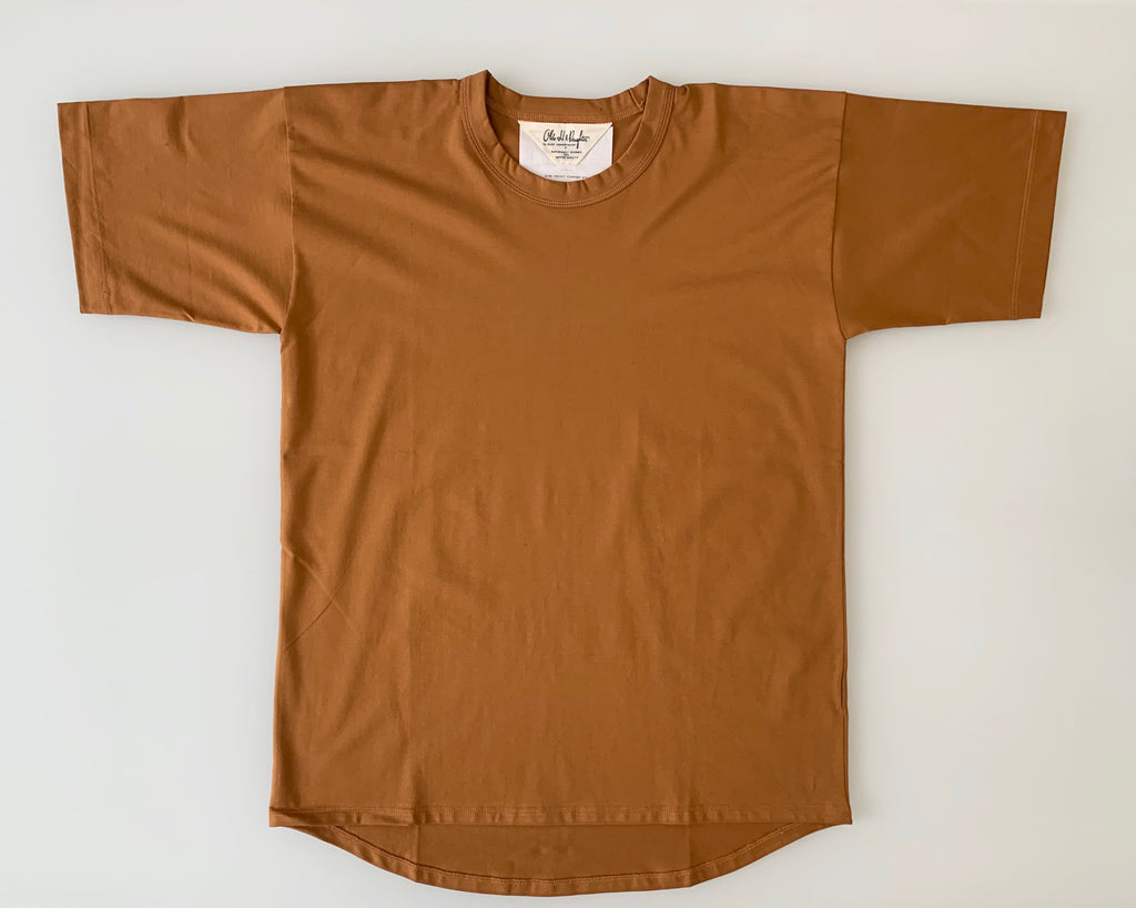 Suvin Plain Stitch Crew Neck Short Sleeve - Brown - Tempo