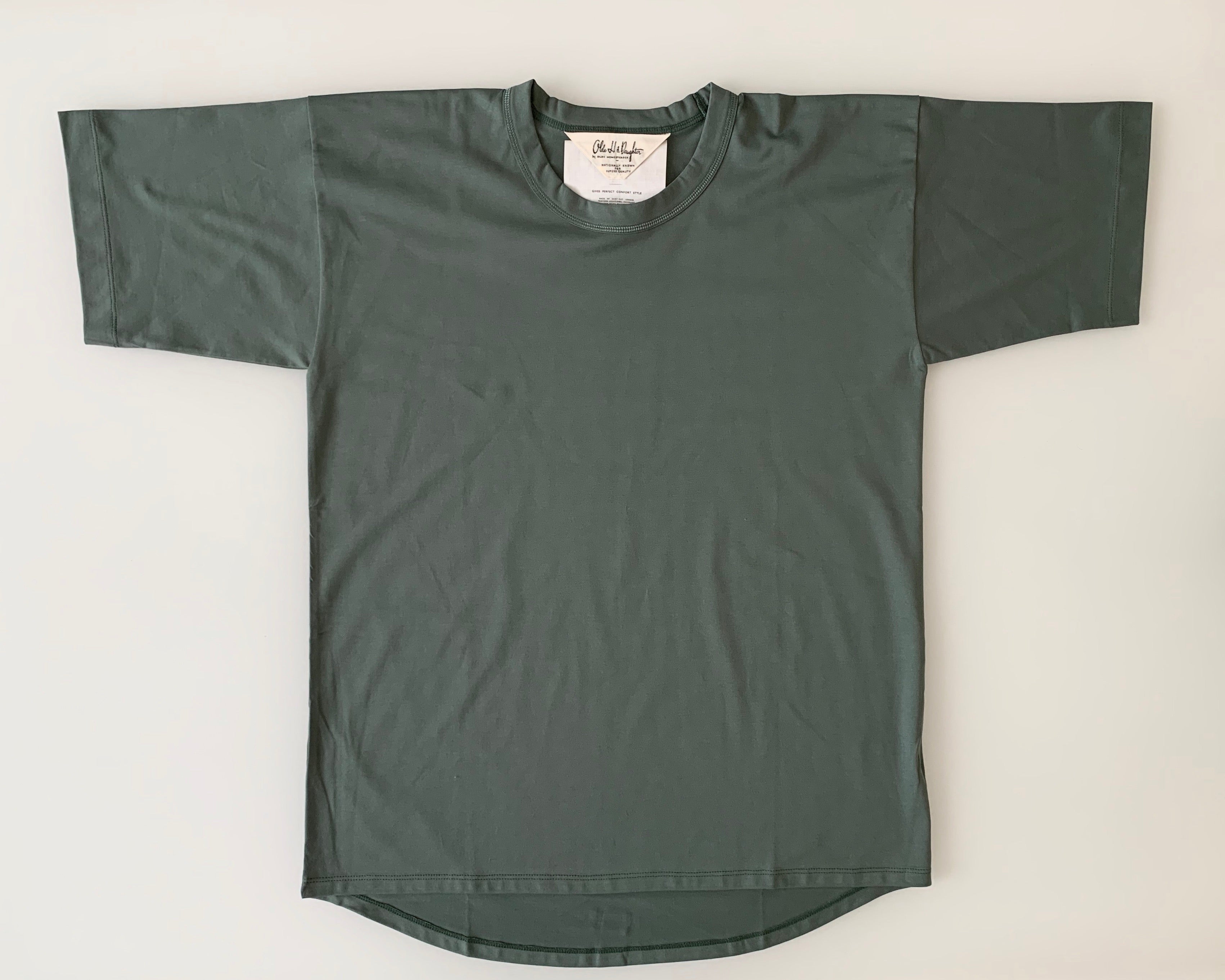 Suvin Plain Stitch Crew Neck Short Sleeve - Sage Green - Tempo
