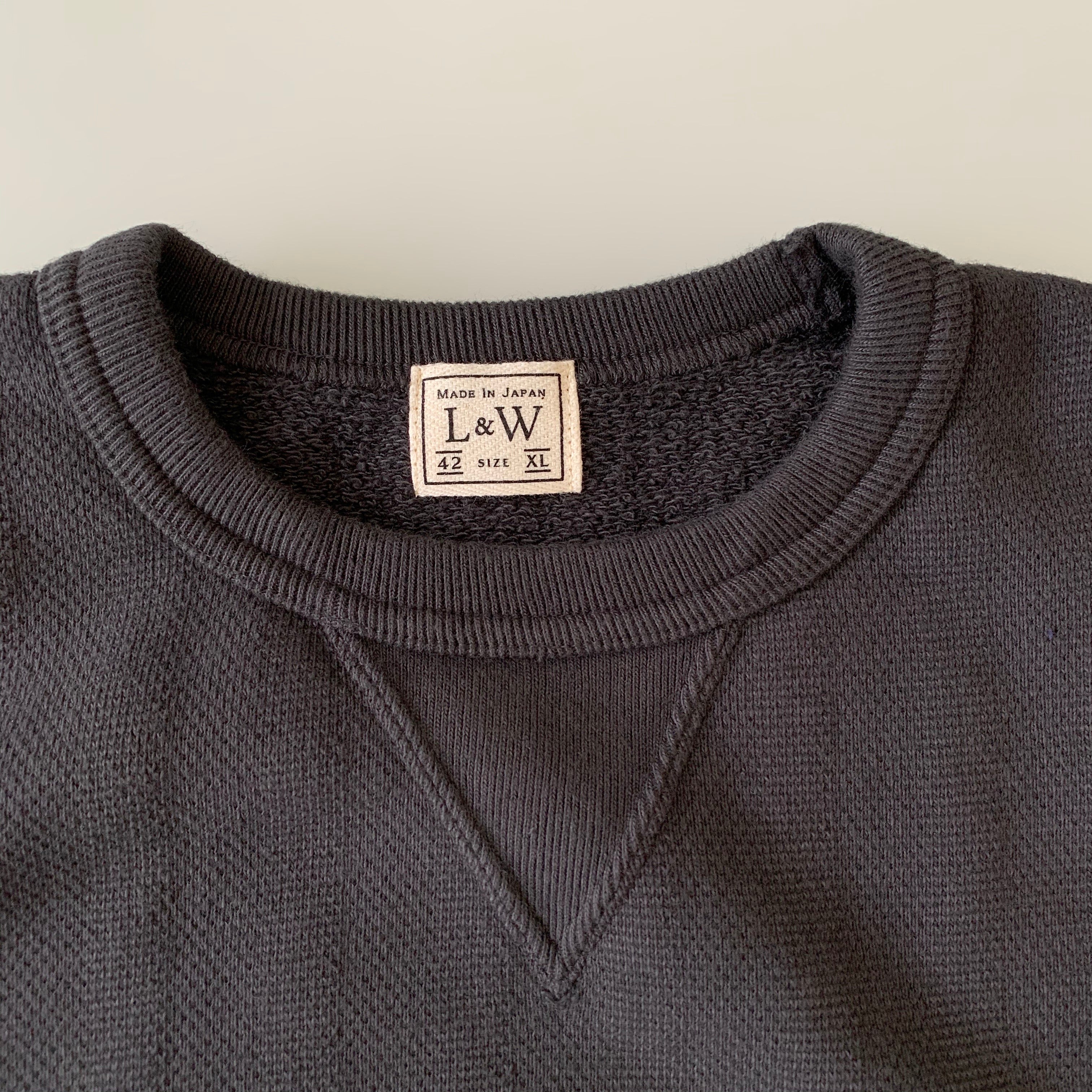 Vintage Jacquard Knit V-Gusset Sweatshirt in Antique Black - Tempo