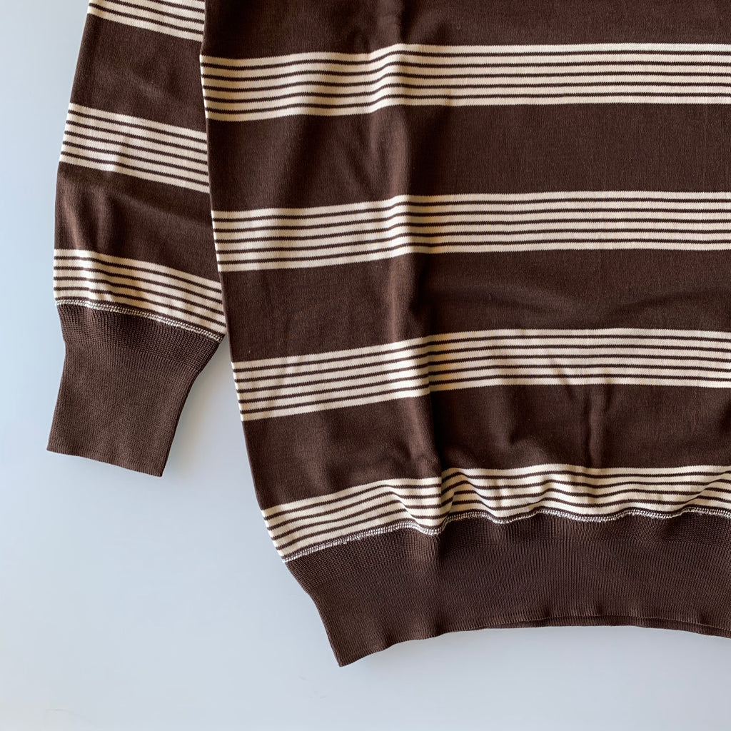 US004 Crew Neck Long Sleeve in Chestnut x Écru - Tempo