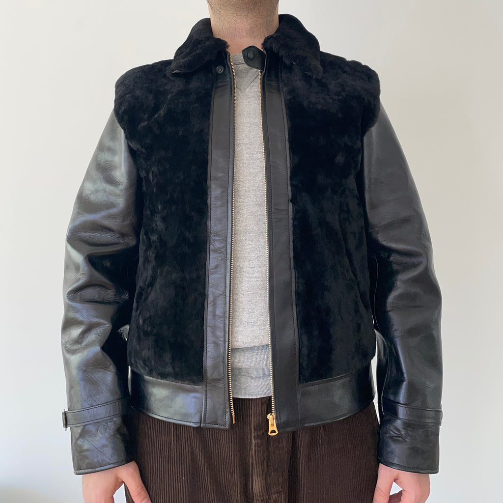 GRIZZLY Shinki Hikaku Veg Tanned Teacore Horsehide & UK Mouton - Black FN-MJ-002 - Tempo