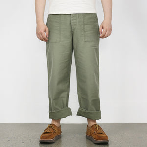 Vintage Hard Satin Back Utility Trousers in Olive Drab