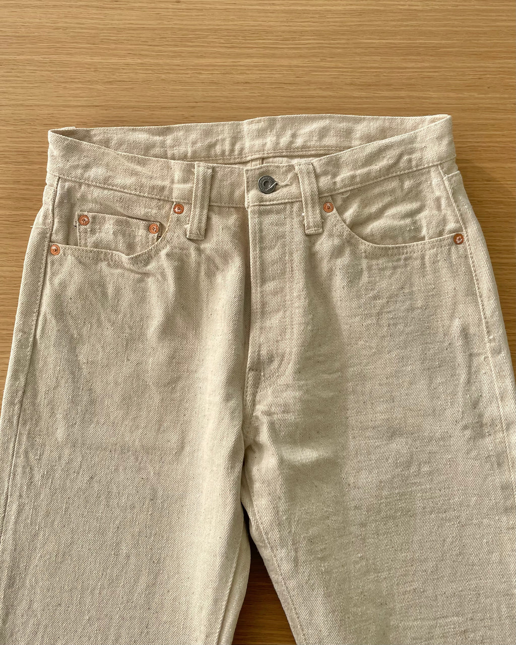 18oz Japanese Organic Cotton Ecru Selvedge Denim - Slim Straight OW - Tempo