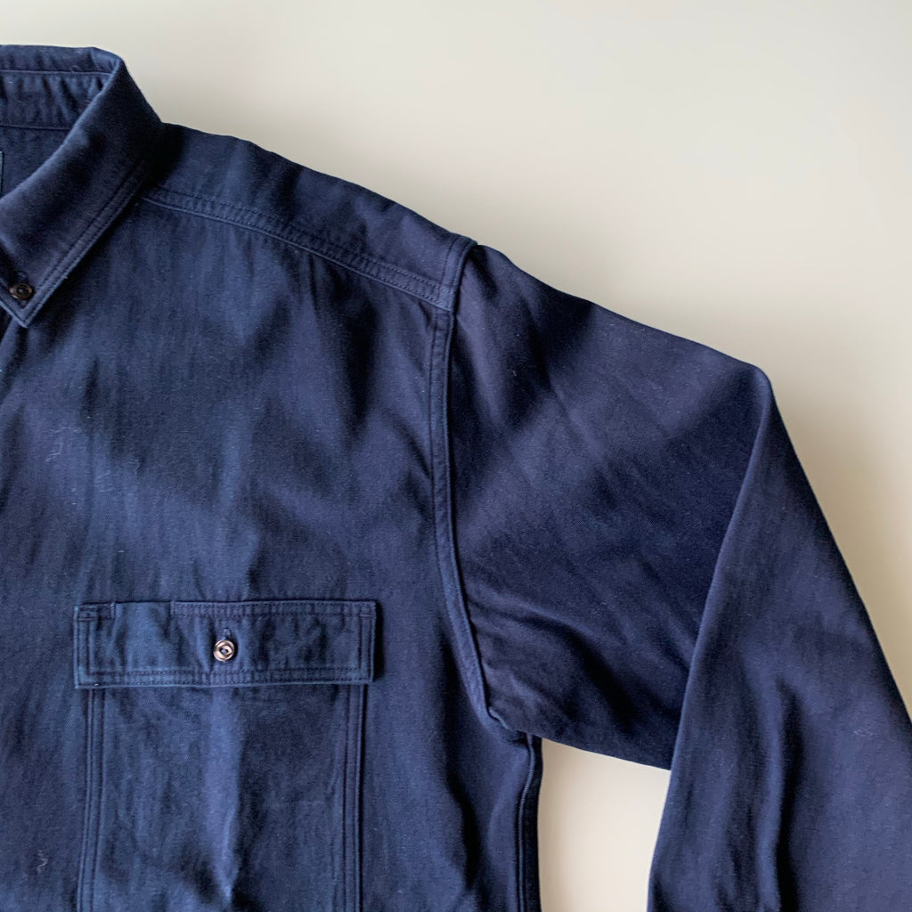 Work Shirt - Dark Indigo - 2x2 Cotton Twill Weave - Sukumo Natural Indigo Hand-Dyed - Tempo