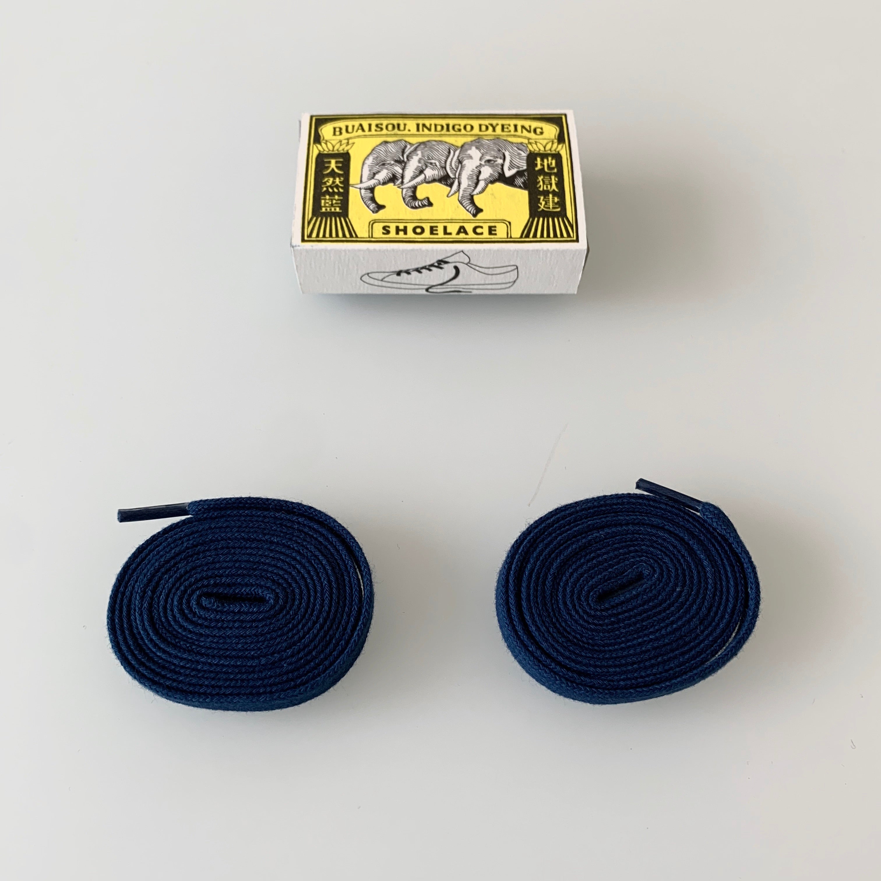 Flat Shoelaces - Indigo  - Sukumo Natural Indigo Hand-Dyed - Tempo