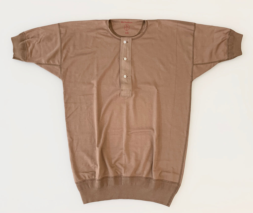 US002 Henley Neck Short Sleeve in Rustic Brown - Tempo