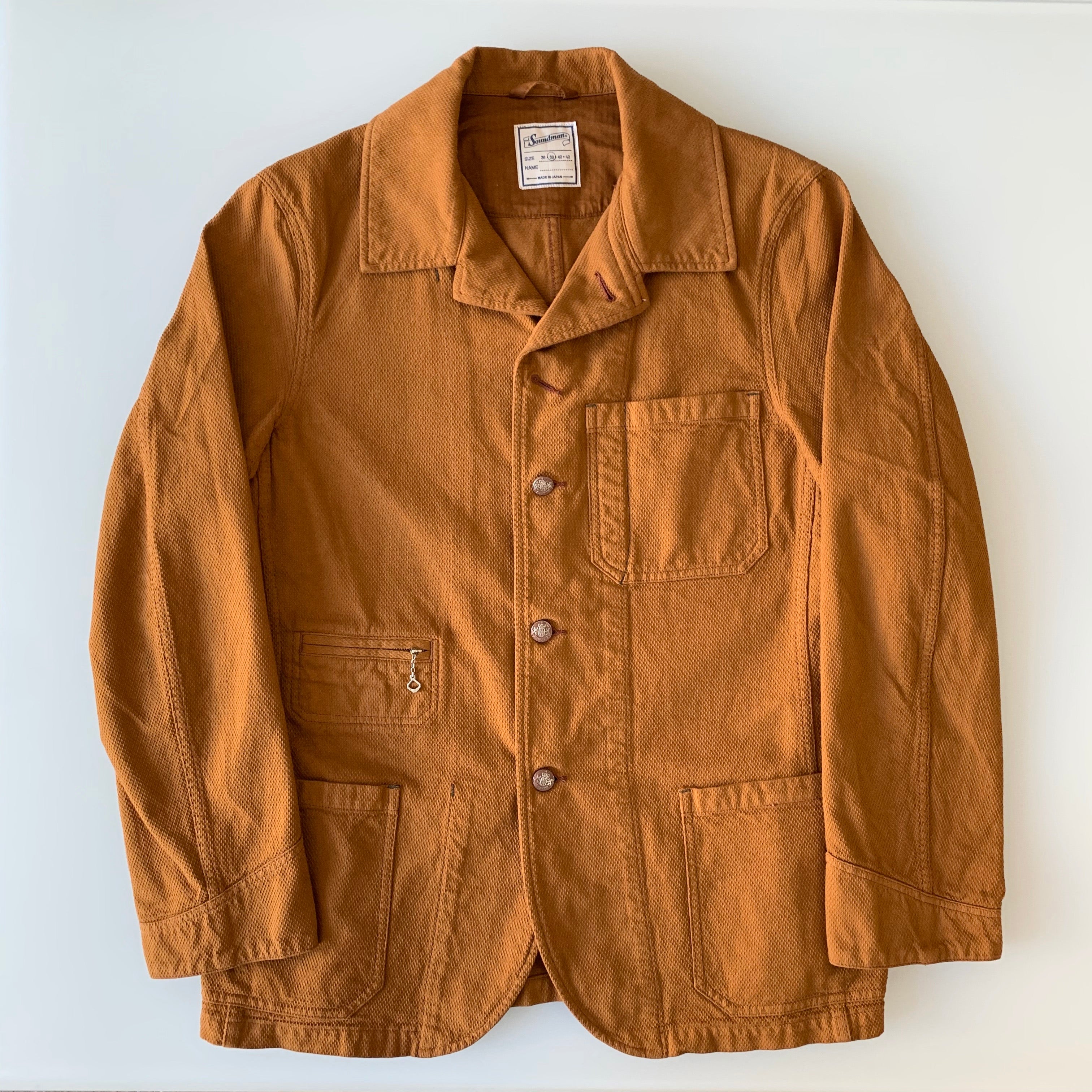 “Birmingham" Cotton Sashiko Coverall Jacket in Brick Overdye