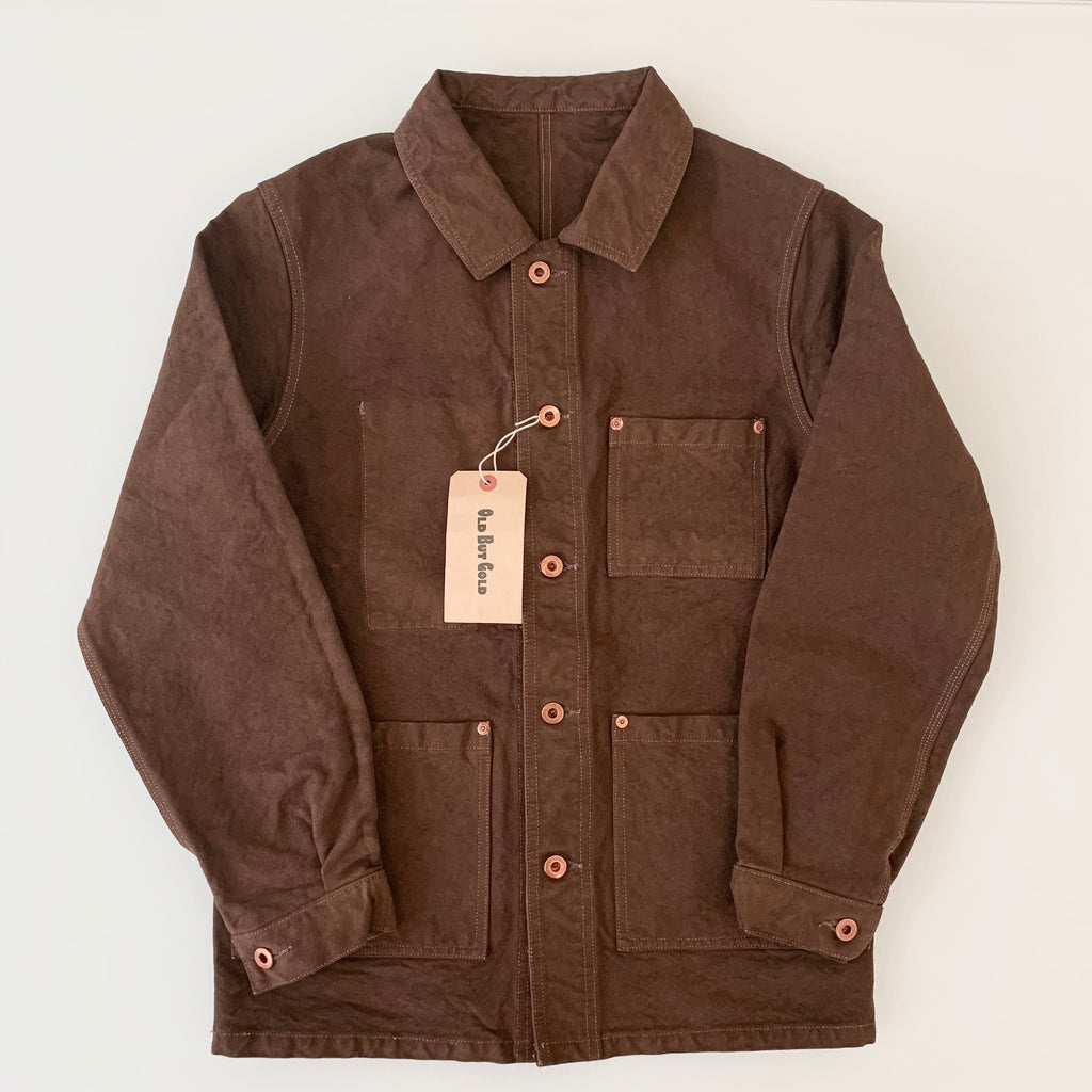 Kurashiki Hampu Duck-Canvas French Work Jacket in Brown - Tempo