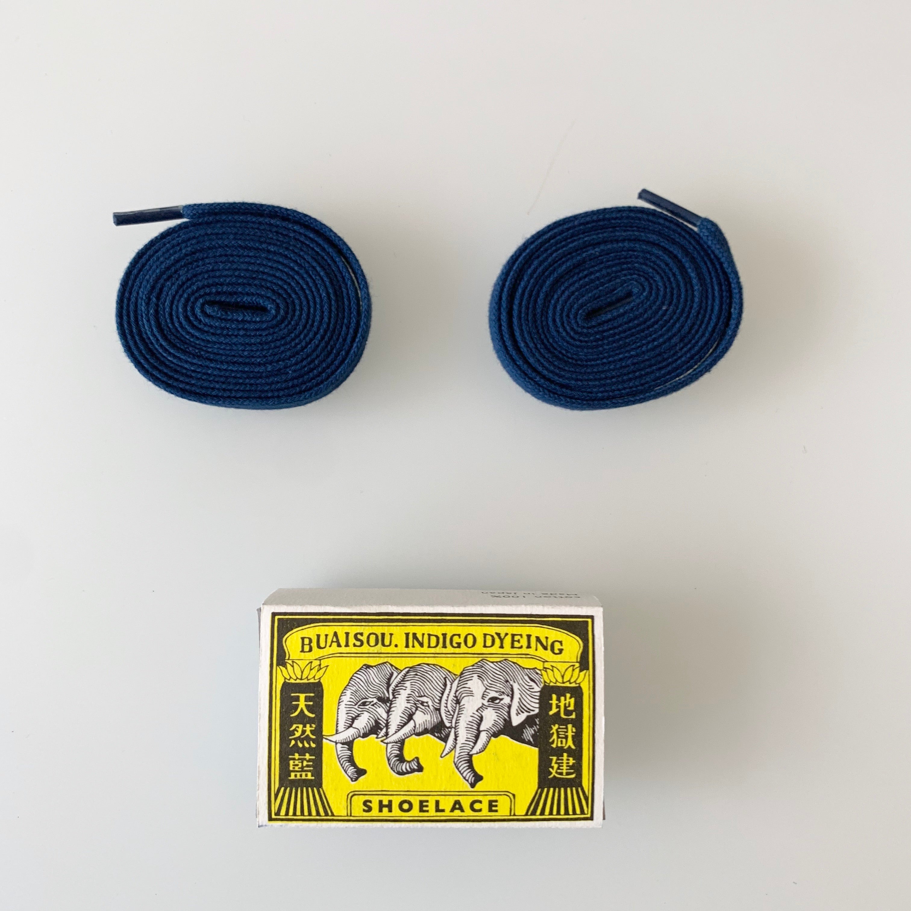 Flat Shoelaces - Indigo  - Sukumo Natural Indigo Hand-Dyed - Tempo