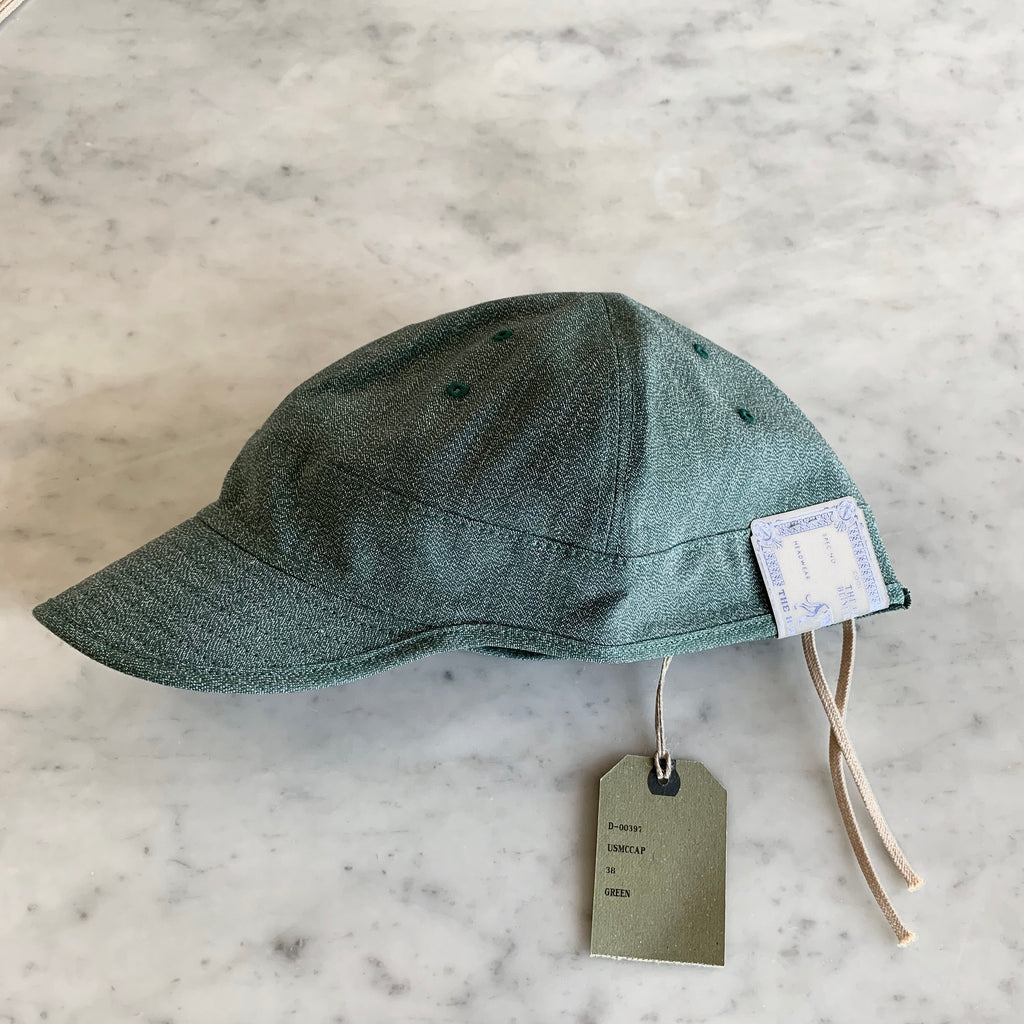 USMC Cap in Heather Green Mock Twist Chambray - Tempo