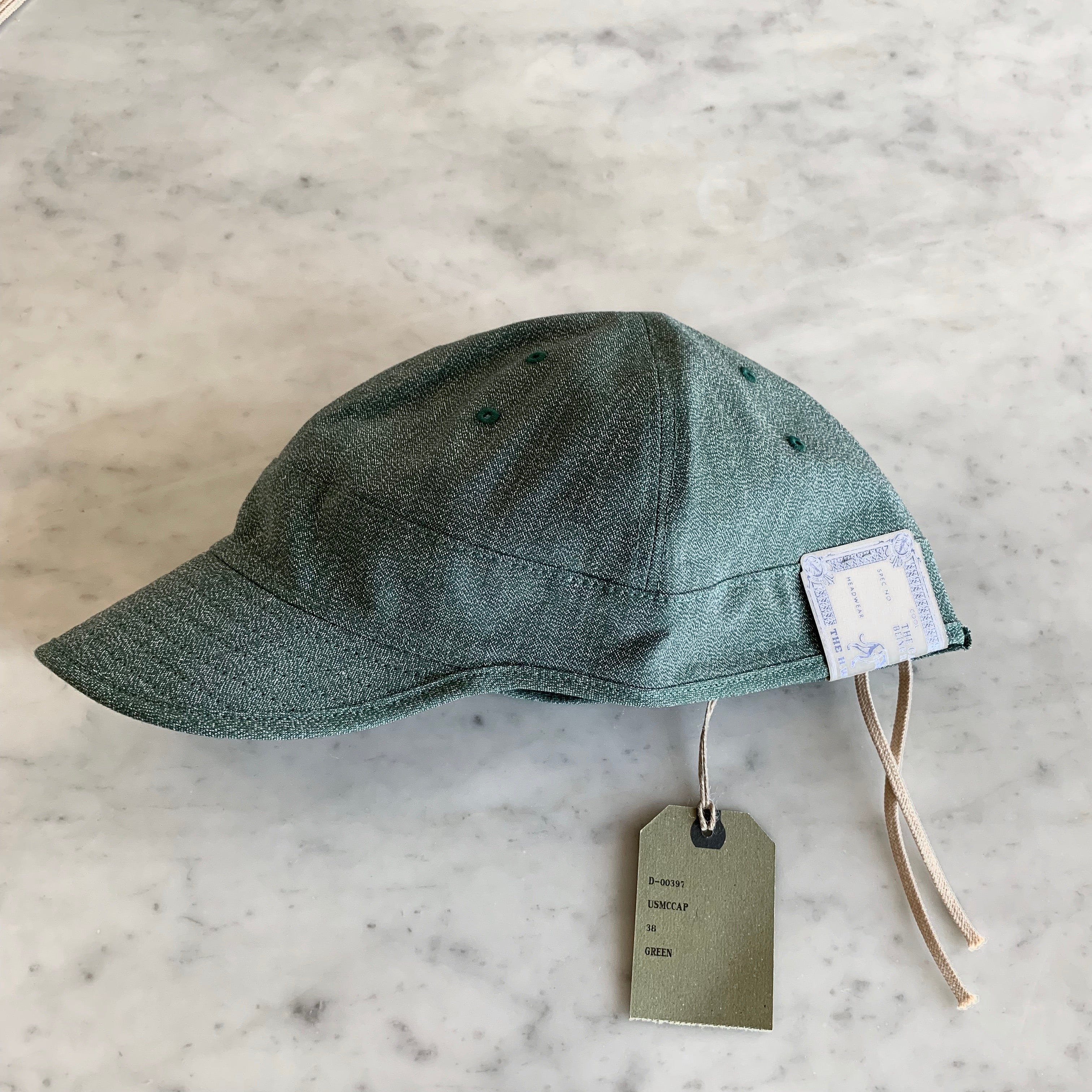 USMC Cap in Heather Green Mock Twist Chambray - Tempo