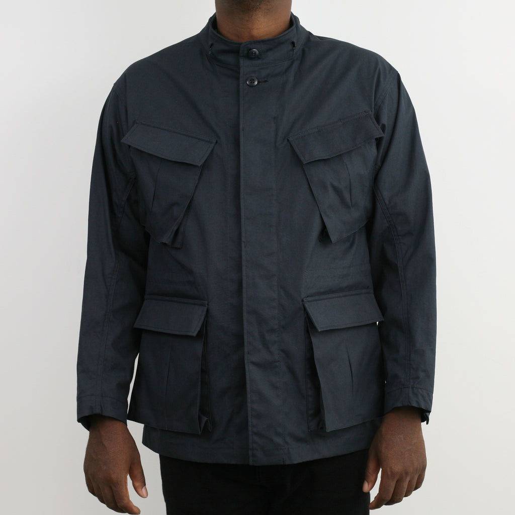 "Norwood" High Density Water-Repellant Cotton Poplin Parka in Navy - With Detachable Hood - Tempo