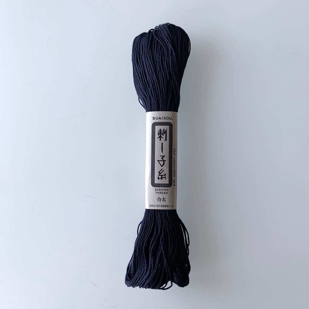 Sashiko Thick Cotton Thread in Very Dark Indigo - Sukumo Natural Indigo Hand-Dyed - Tempo