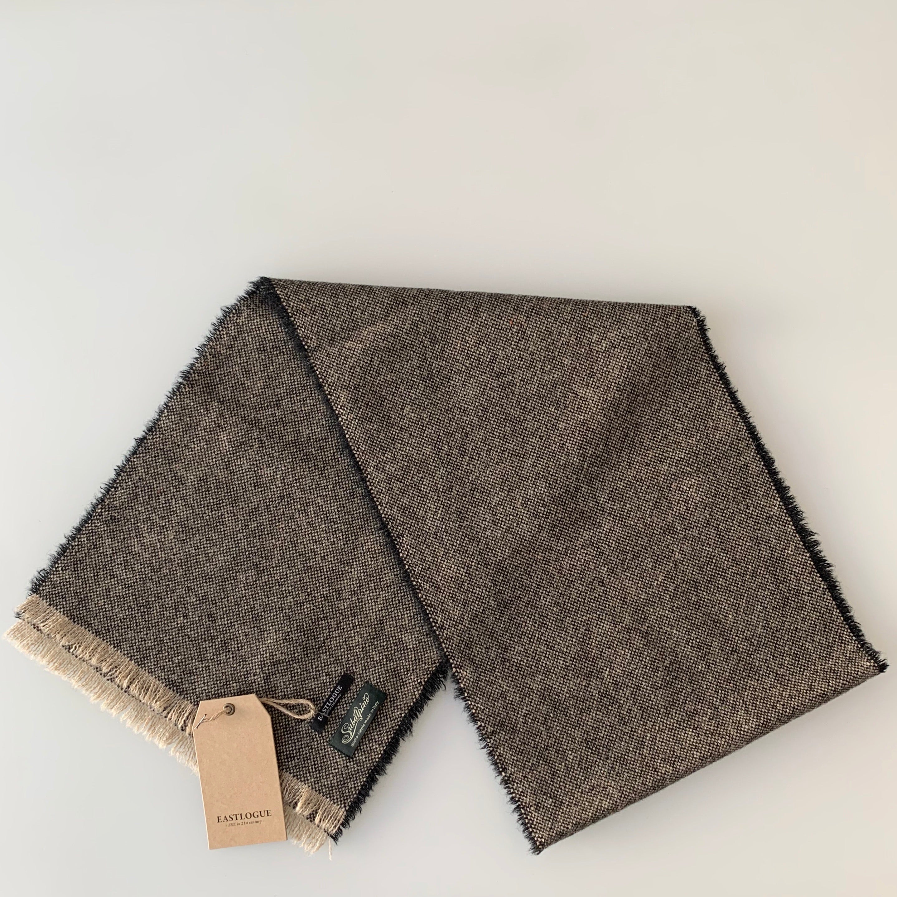 Wool Scarf - Beige Block Check