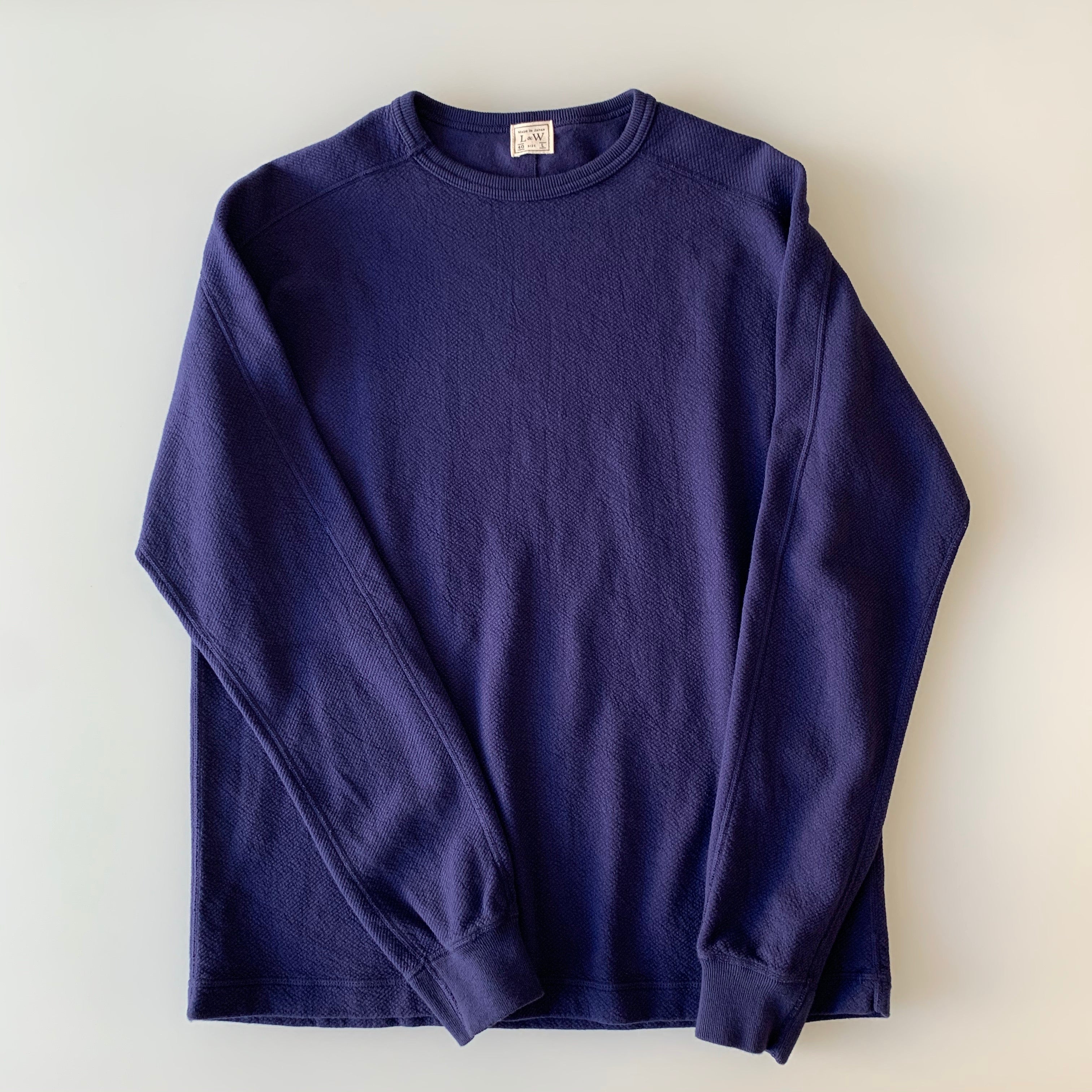 Twill Face Knit L/S Crewneck in Navy