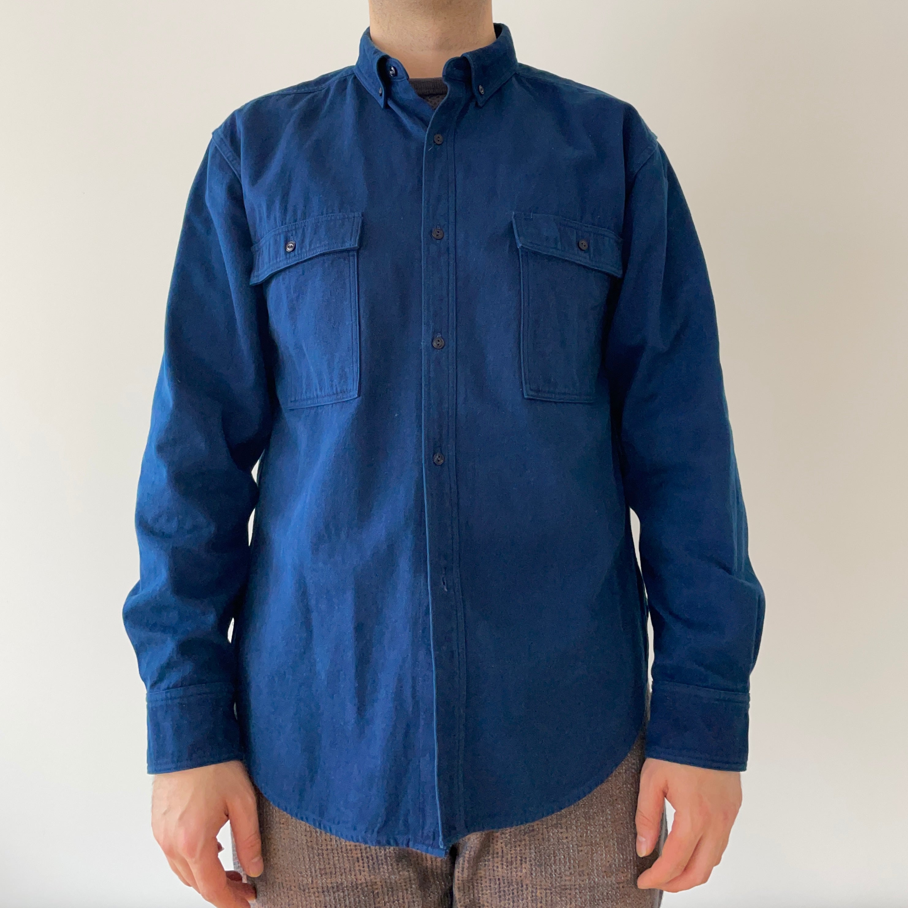 Work Shirt - Dark Indigo - 2x2 Cotton Twill Weave - Sukumo Natural Indigo Hand-Dyed - Tempo