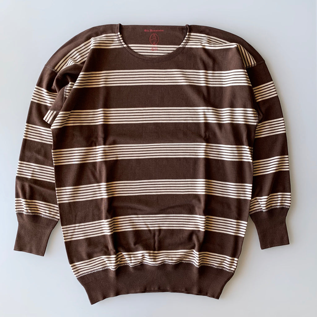US004 Crew Neck Long Sleeve in Chestnut x Écru - Tempo