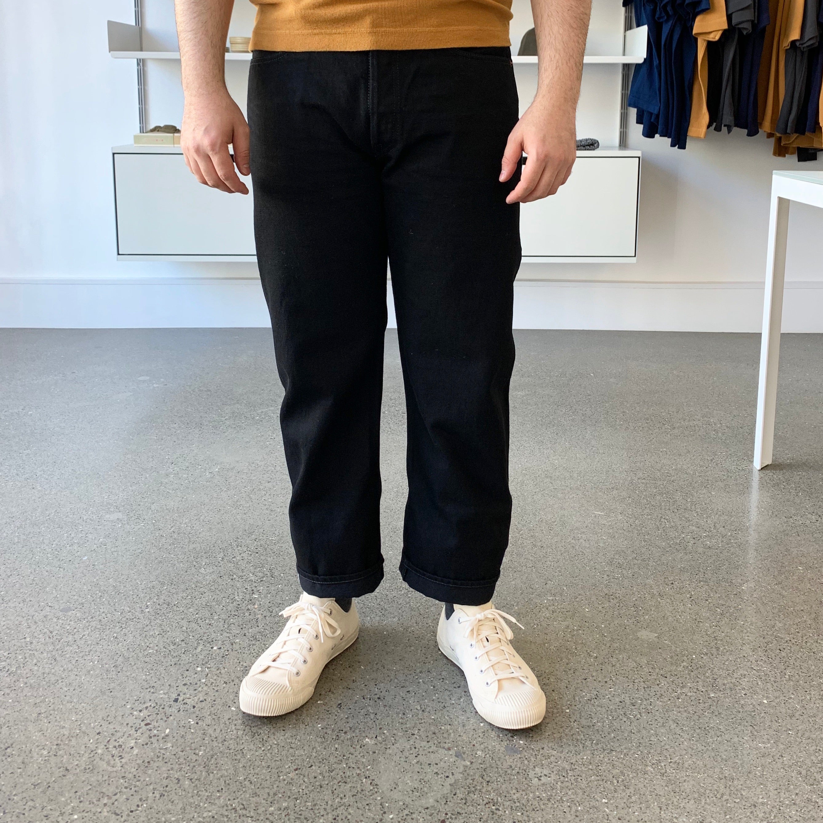 New Straight Denim Solid Black 13.75oz Selvedge  - 1108BK - Tempo