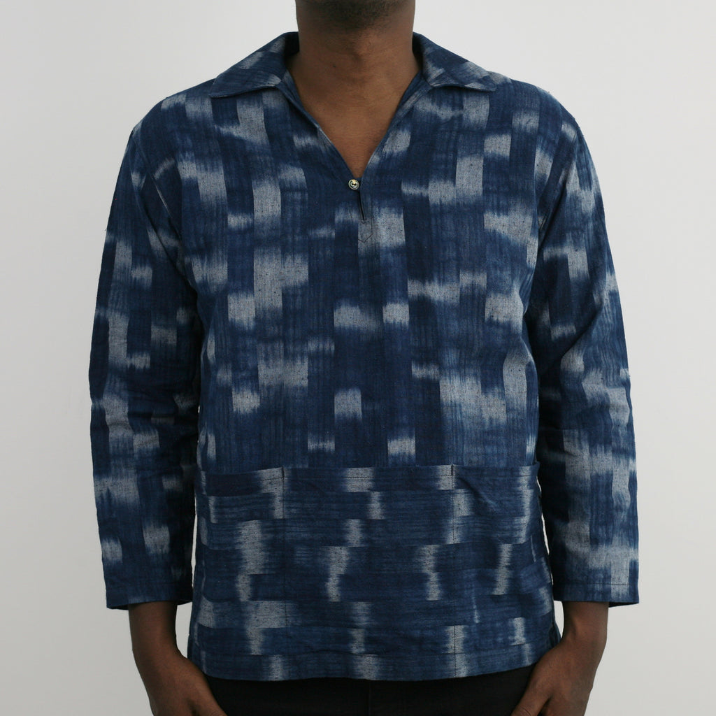 Atelier Smock Shirt - Bingo Fushiori - Aki-Kasuri Indigo loop - Tempo