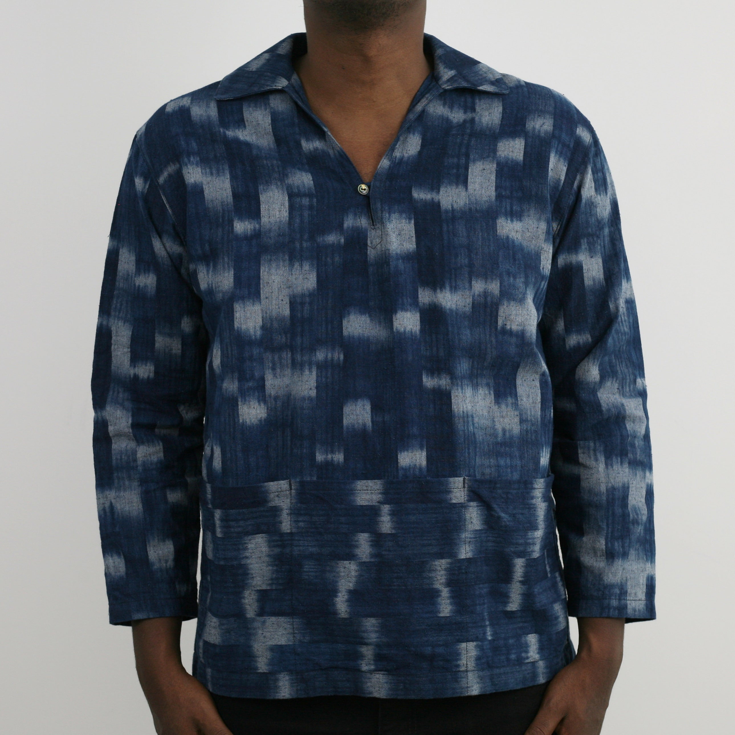 Atelier Smock Shirt - Bingo Fushiori - Aki-Kasuri Indigo loop - Tempo