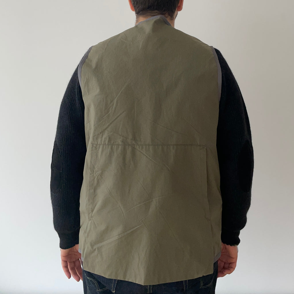 "Bernard III" Cotton Ripstop Vest in Olive Green - Tempo