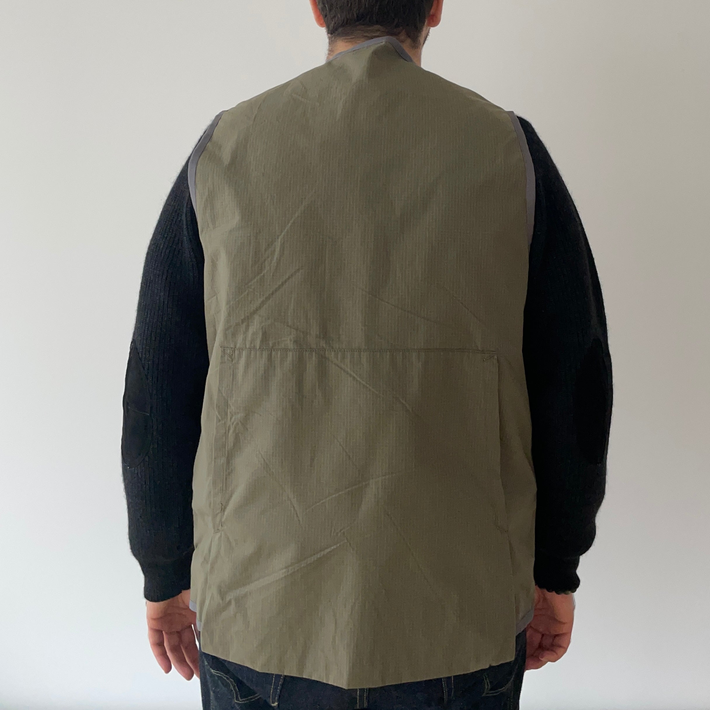 "Bernard III" Cotton Ripstop Vest in Olive Green - Tempo