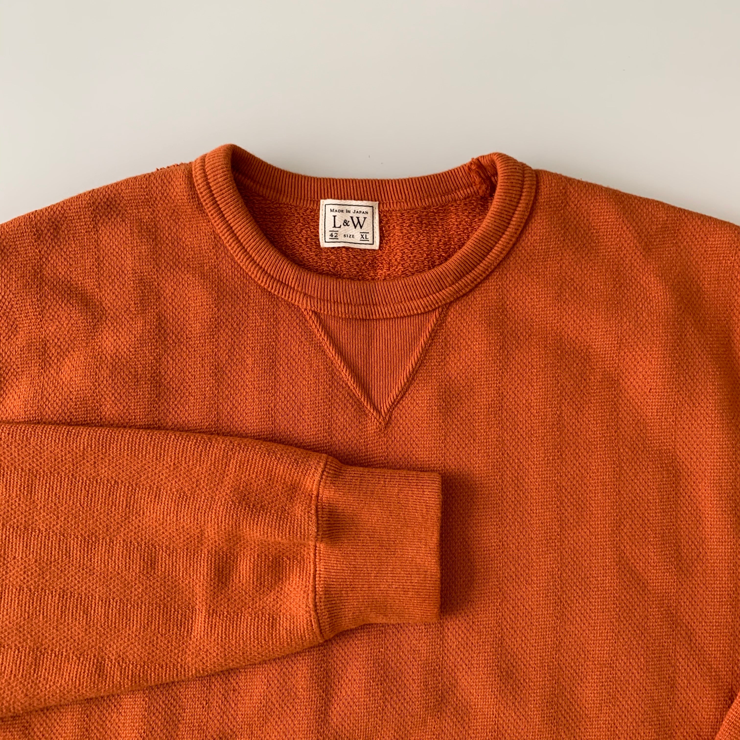 Vintage Jacquard Knit V-Gusset Sweatshirt in Russet Orange - Tempo