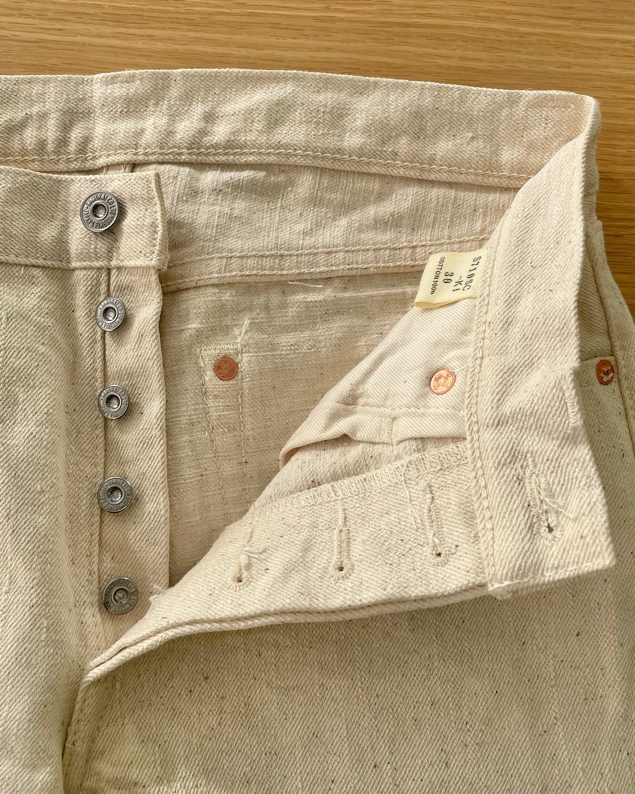 18oz Japanese Organic Cotton Ecru Selvedge Denim - Slim Straight OW - Tempo