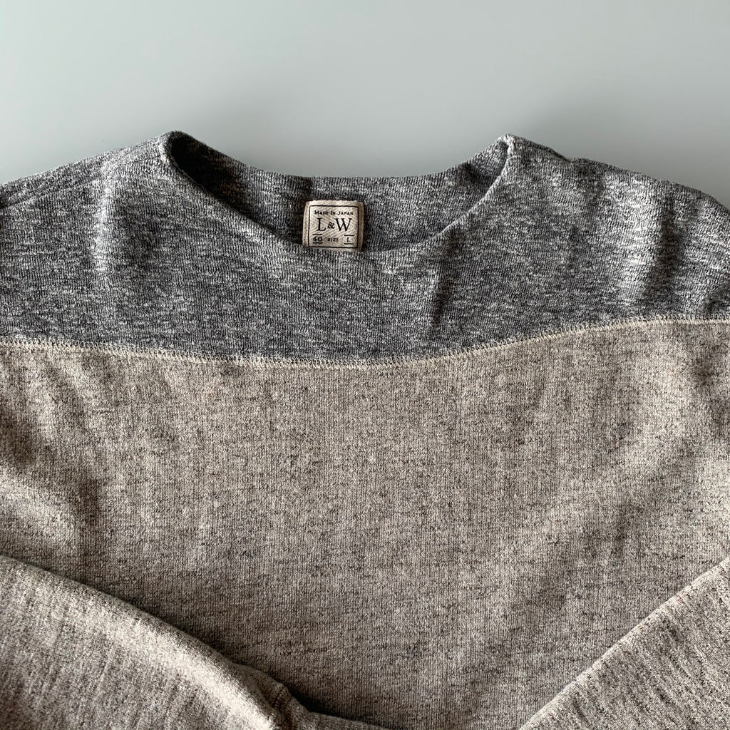 Vintage Slub 1950's Boatneck Sweatshirt in Heather Brown x Heather Grey - Tempo