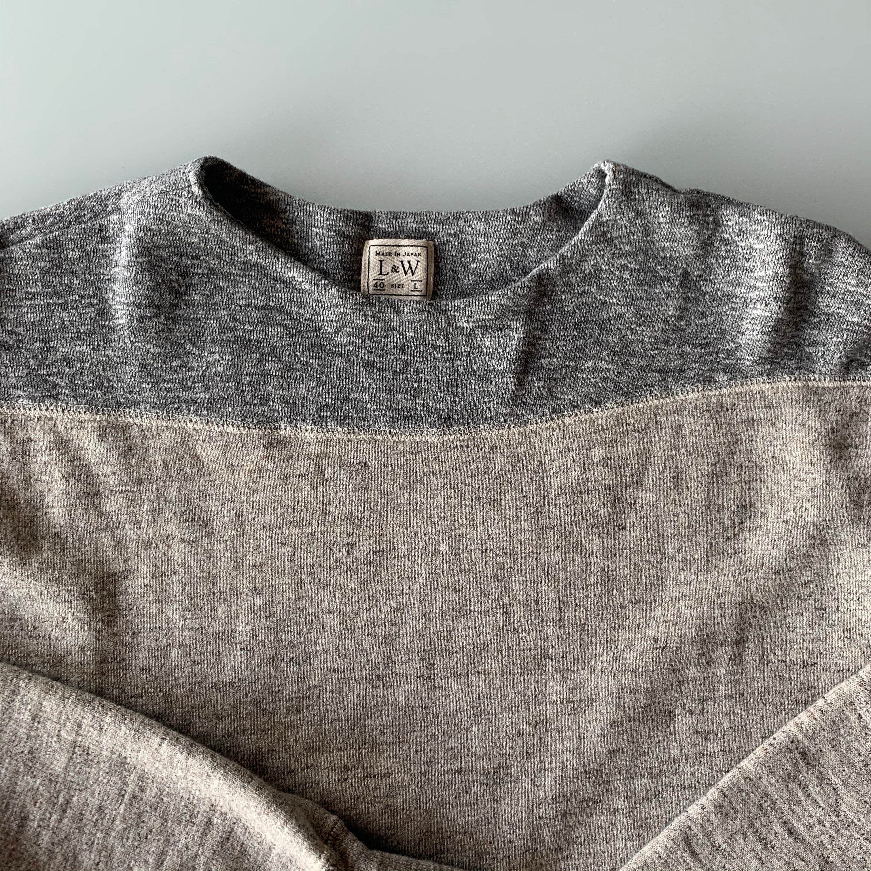 Vintage Slub 1950's Boatneck Sweatshirt in Heather Brown x Heather Grey - Tempo