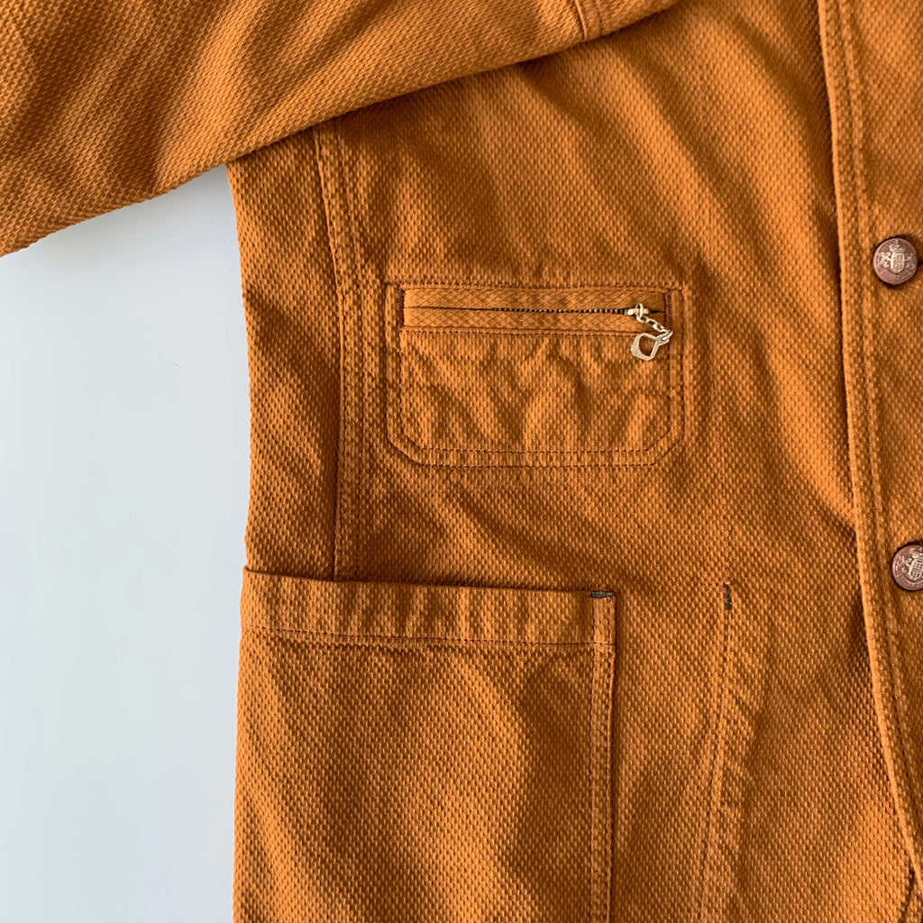 “Birmingham" Cotton Sashiko Coverall Jacket in Brick Overdye - Tempo