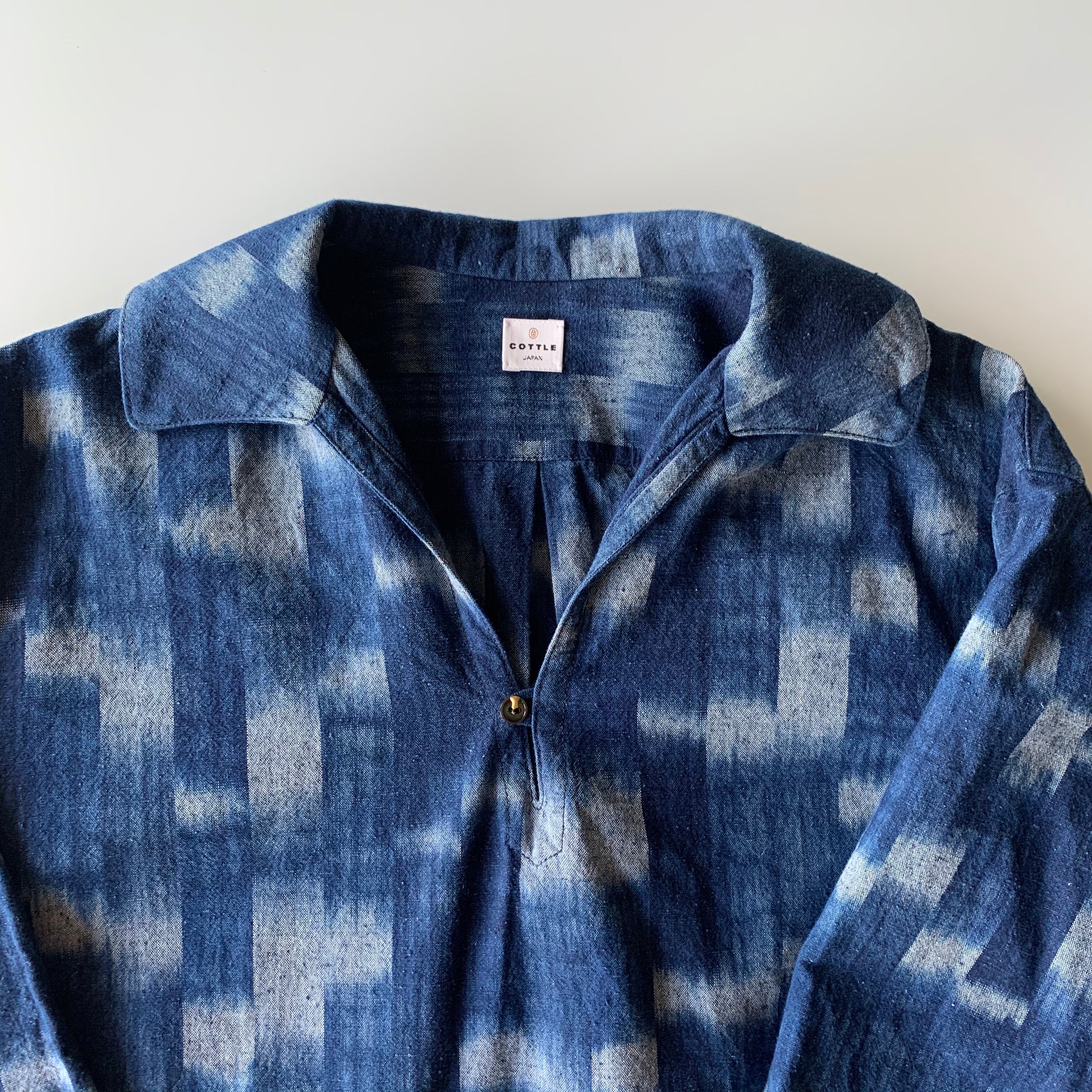 Atelier Smock Shirt - Bingo Fushiori - Aki-Kasuri Indigo loop - Tempo