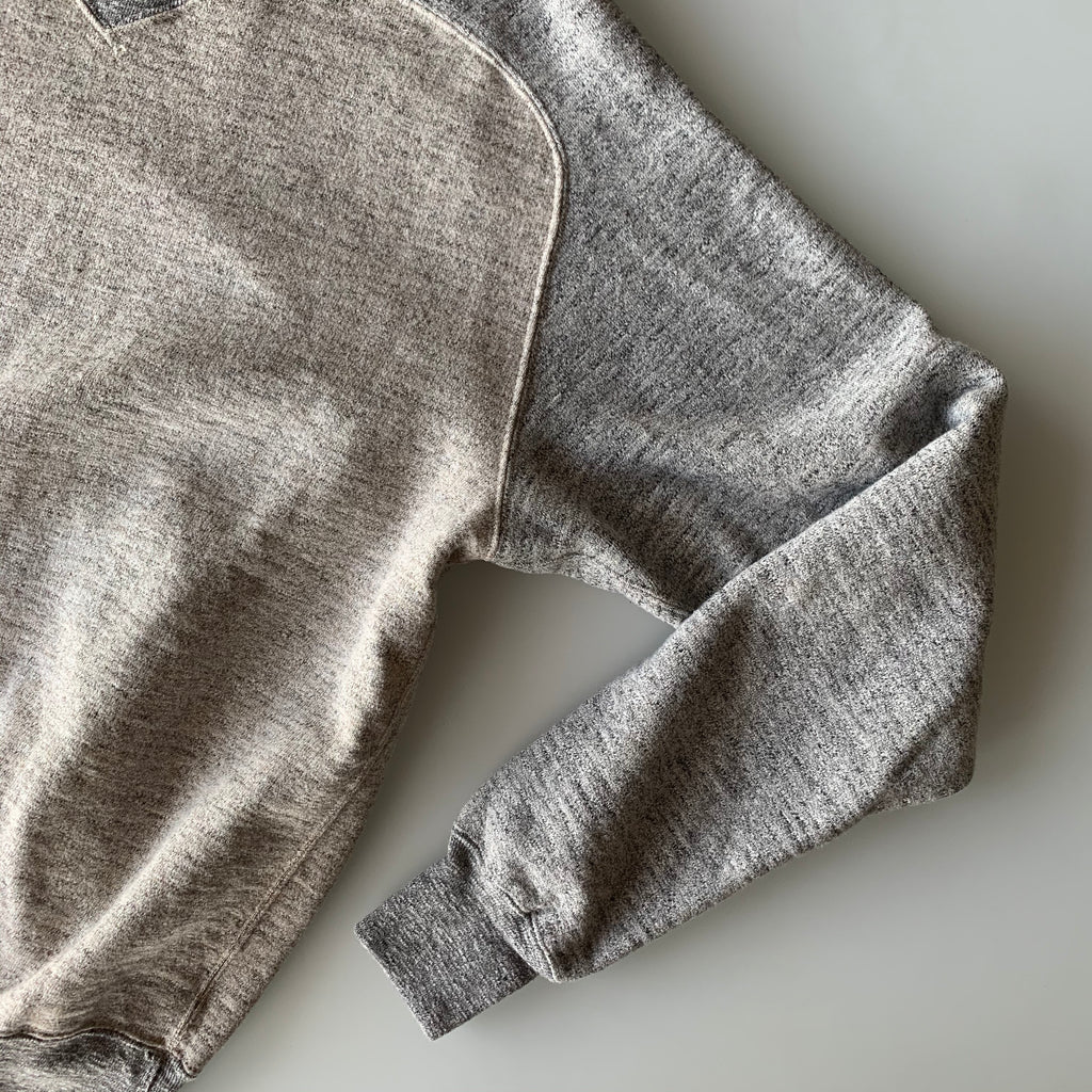 Vintage Slub Cotton 1930's Raglan Sweatshirt in Heather Brown x Heather Grey - Tempo