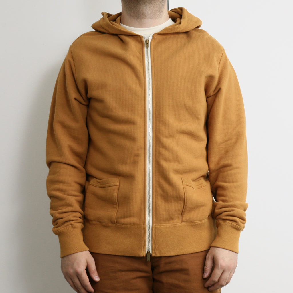 Striped Face French Terry 50’s Double Zip Parka in Mustard - Tempo