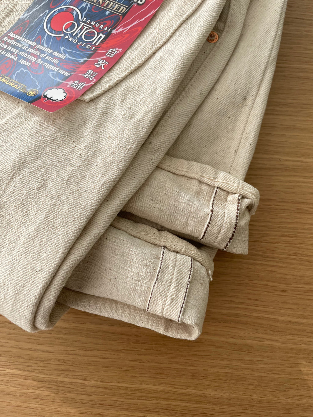 18oz Japanese Organic Cotton Ecru Selvedge Denim - Slim Straight OW - Tempo