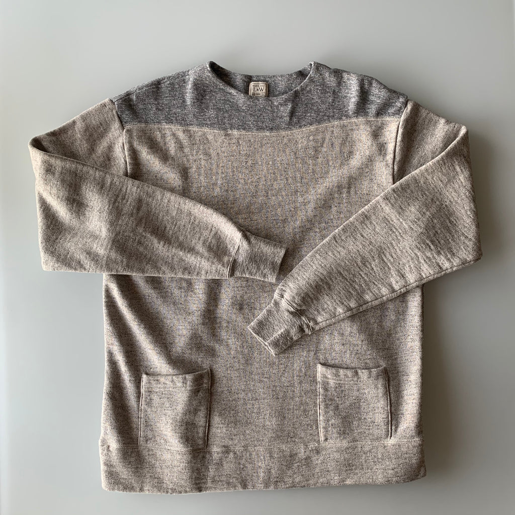 Vintage Slub 1950's Boatneck Sweatshirt in Heather Brown x Heather Grey - Tempo