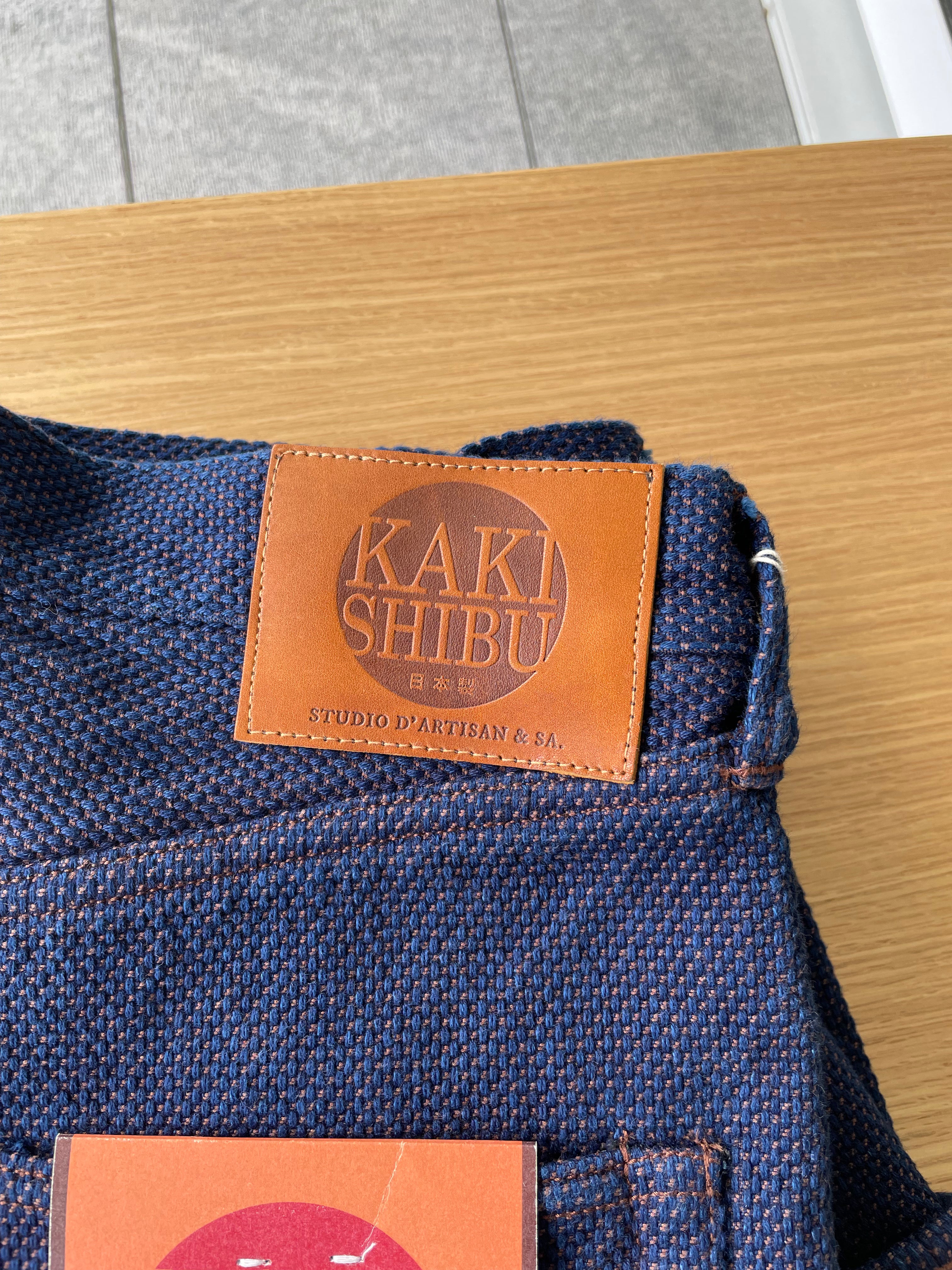 Kakishibu Persimmon Indigo Sashiko 14oz Jeans - Narrow Straight