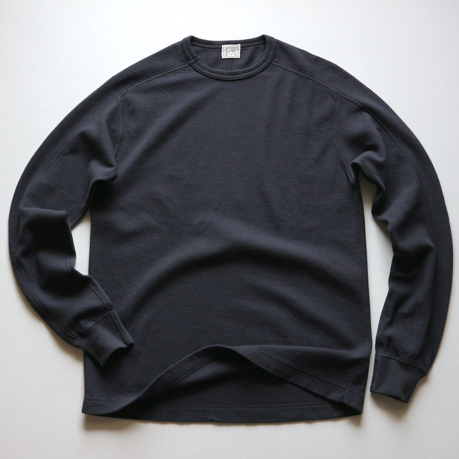 Twill Face Knit L/S Crewneck in Antique Black - Tempo